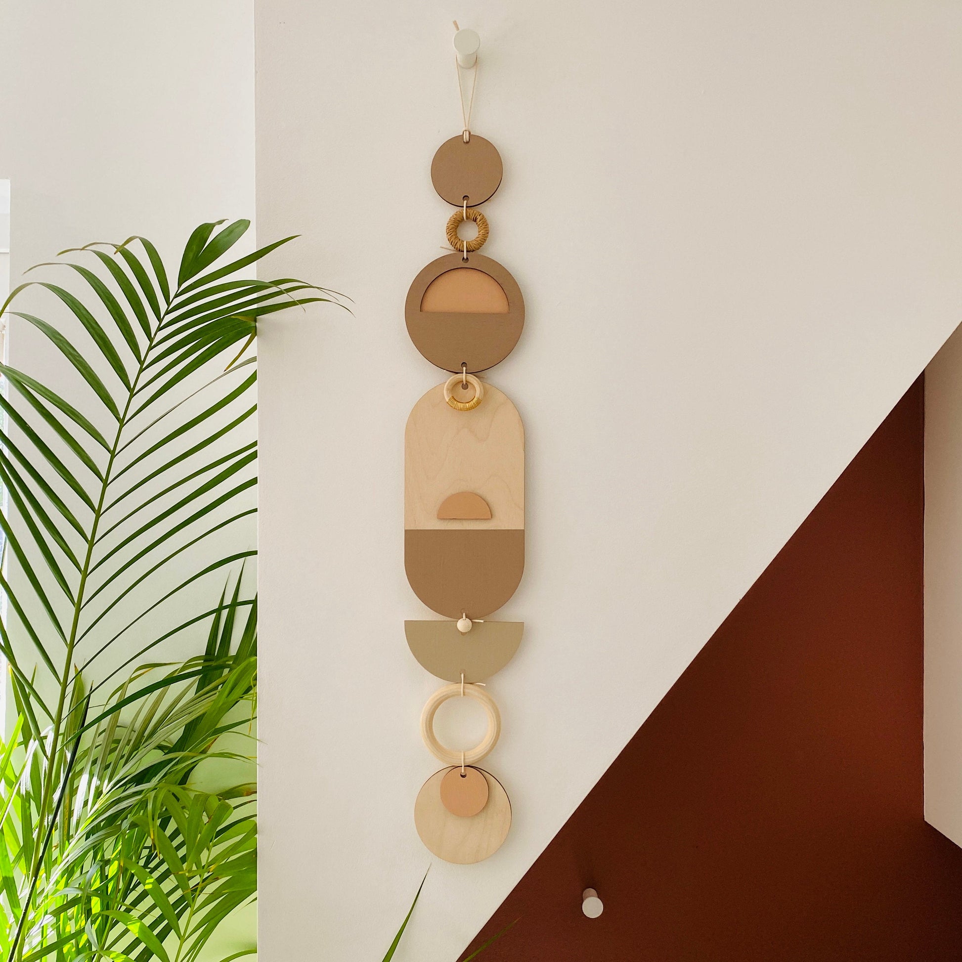 Soft Pink Geometric Wall Art Modern Wooden Tapestry