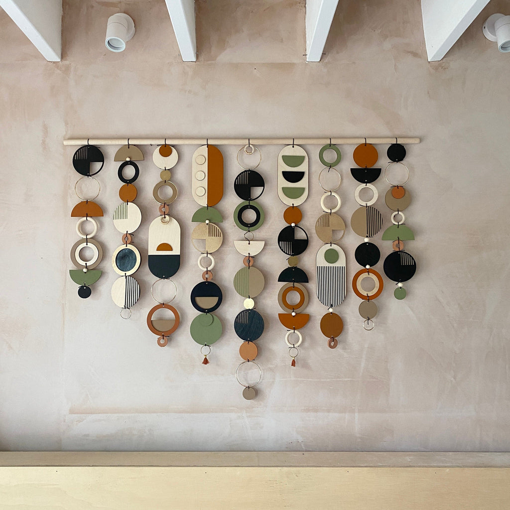 Large Geometric Wall Art in Green, Black and Gold