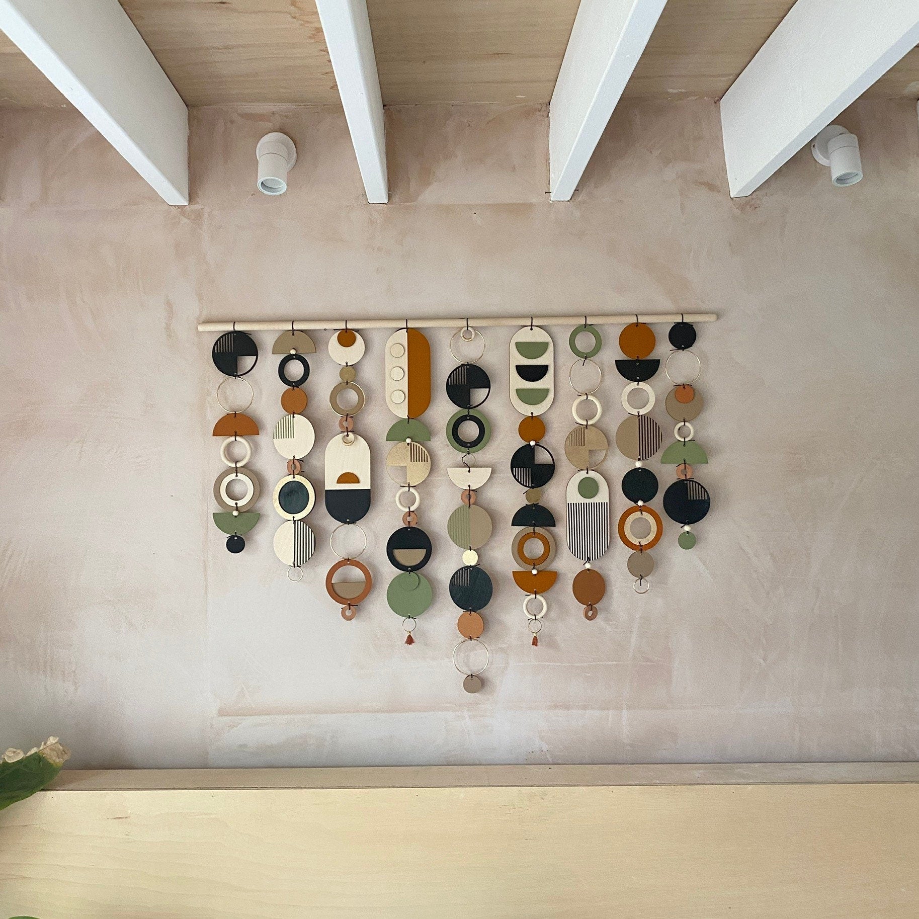 Large Geometric Wall Art in Green, Black and Gold