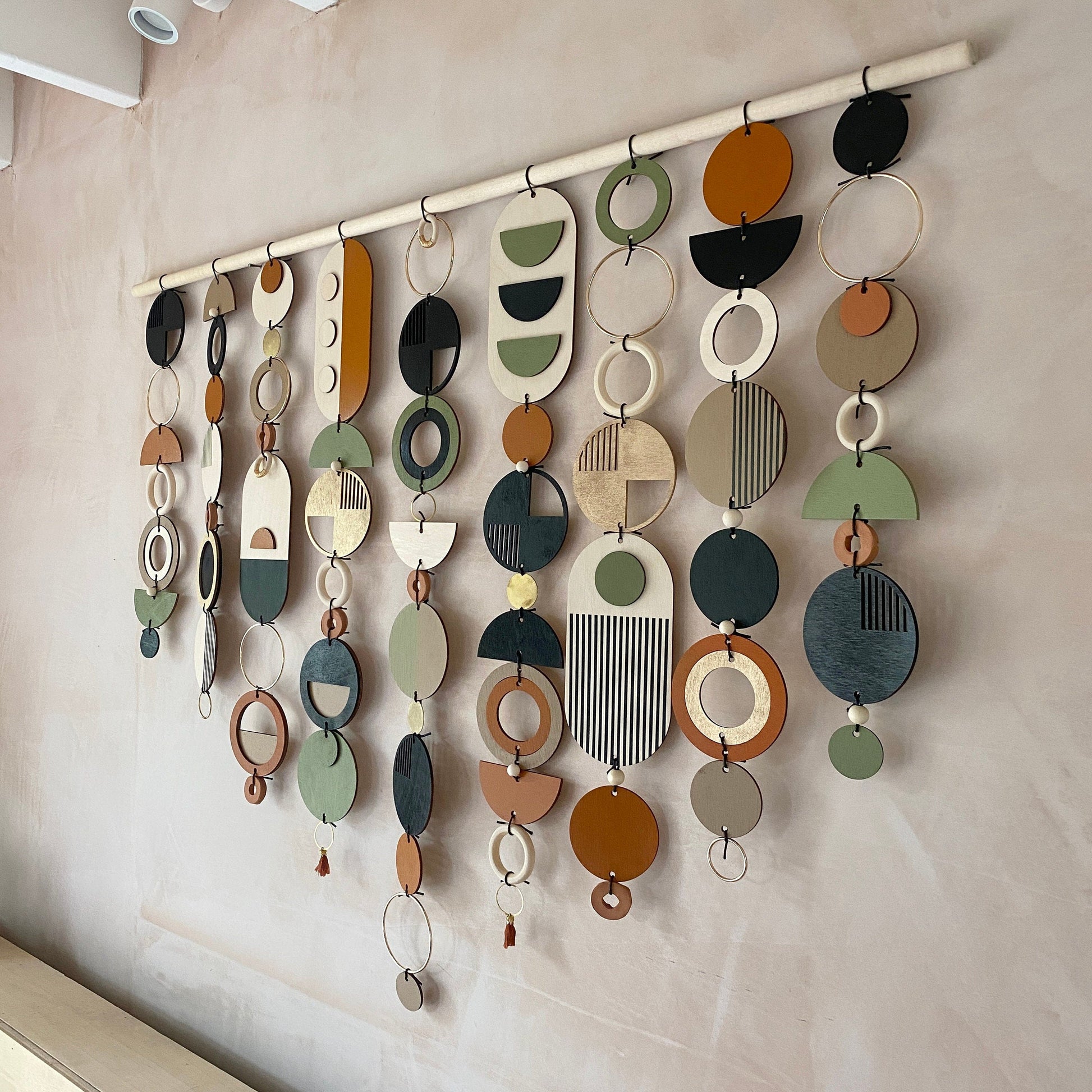 Large Geometric Wall Art in Green, Black and Gold