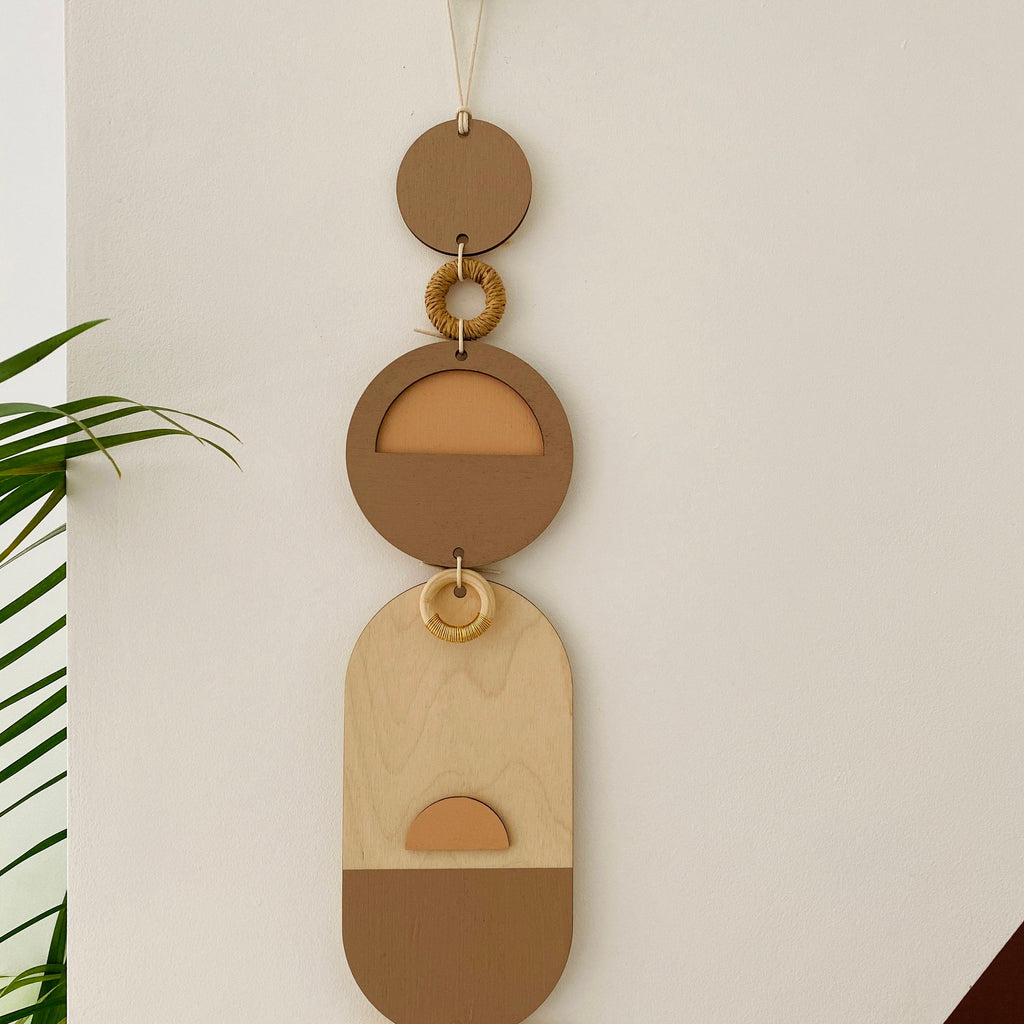 Soft Pink Geometric Wall Art Modern Wooden Tapestry