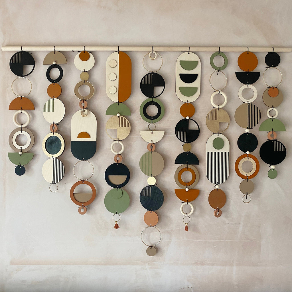 Large Geometric Wall Art in Green, Black and Gold