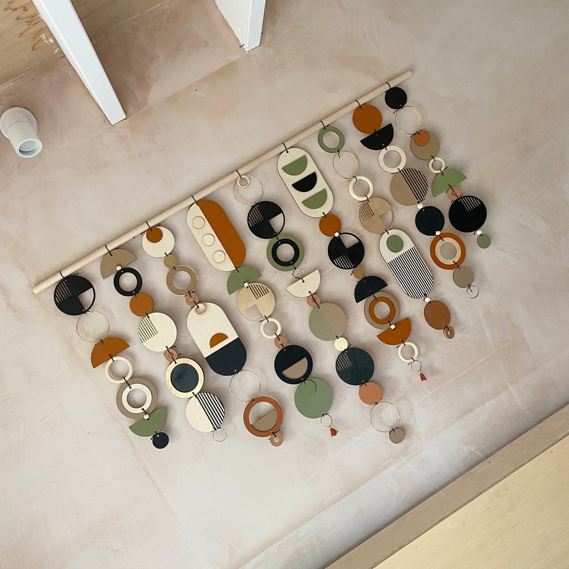 Large Geometric Wall Art in Green, Black and Gold