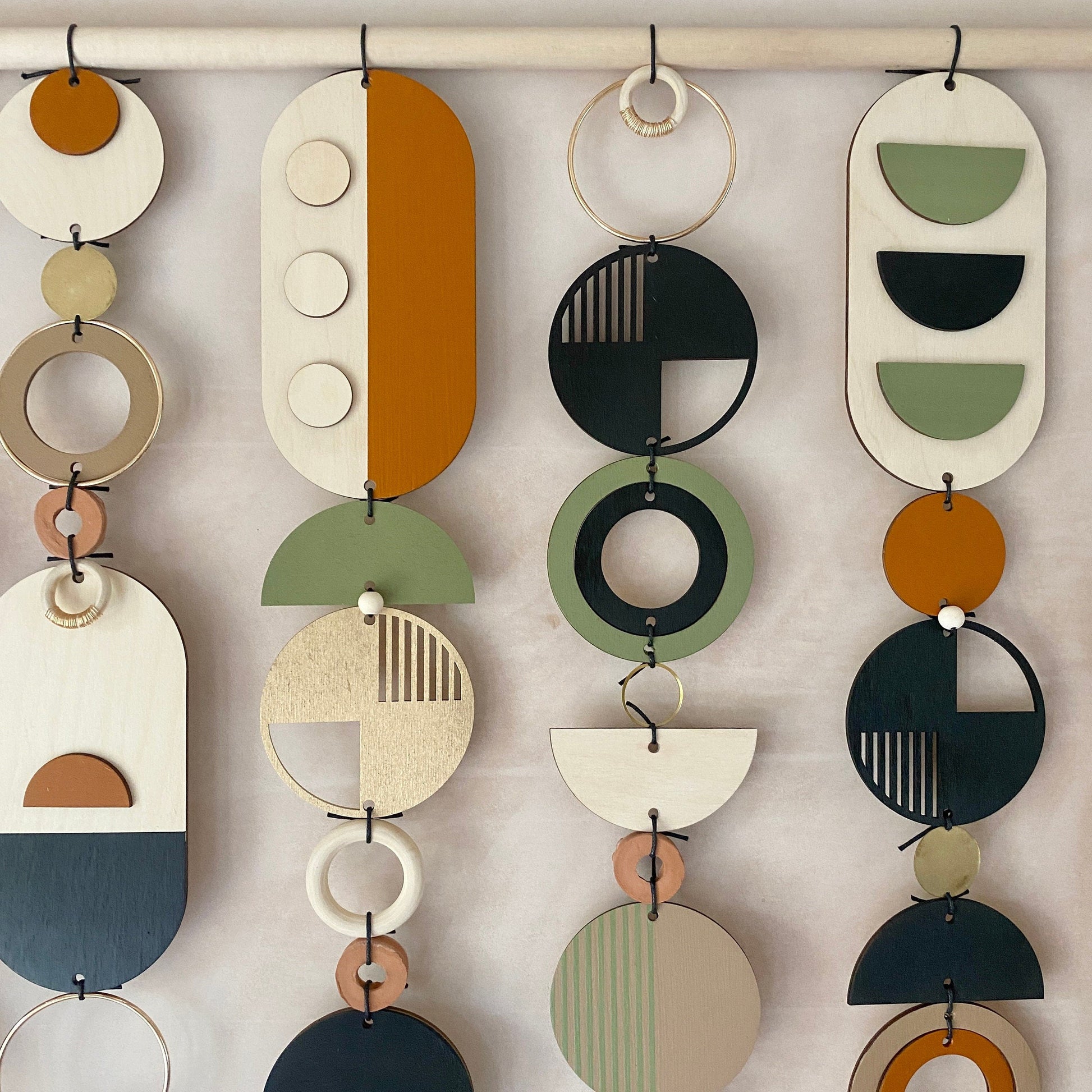 Large Geometric Wall Art in Green, Black and Gold