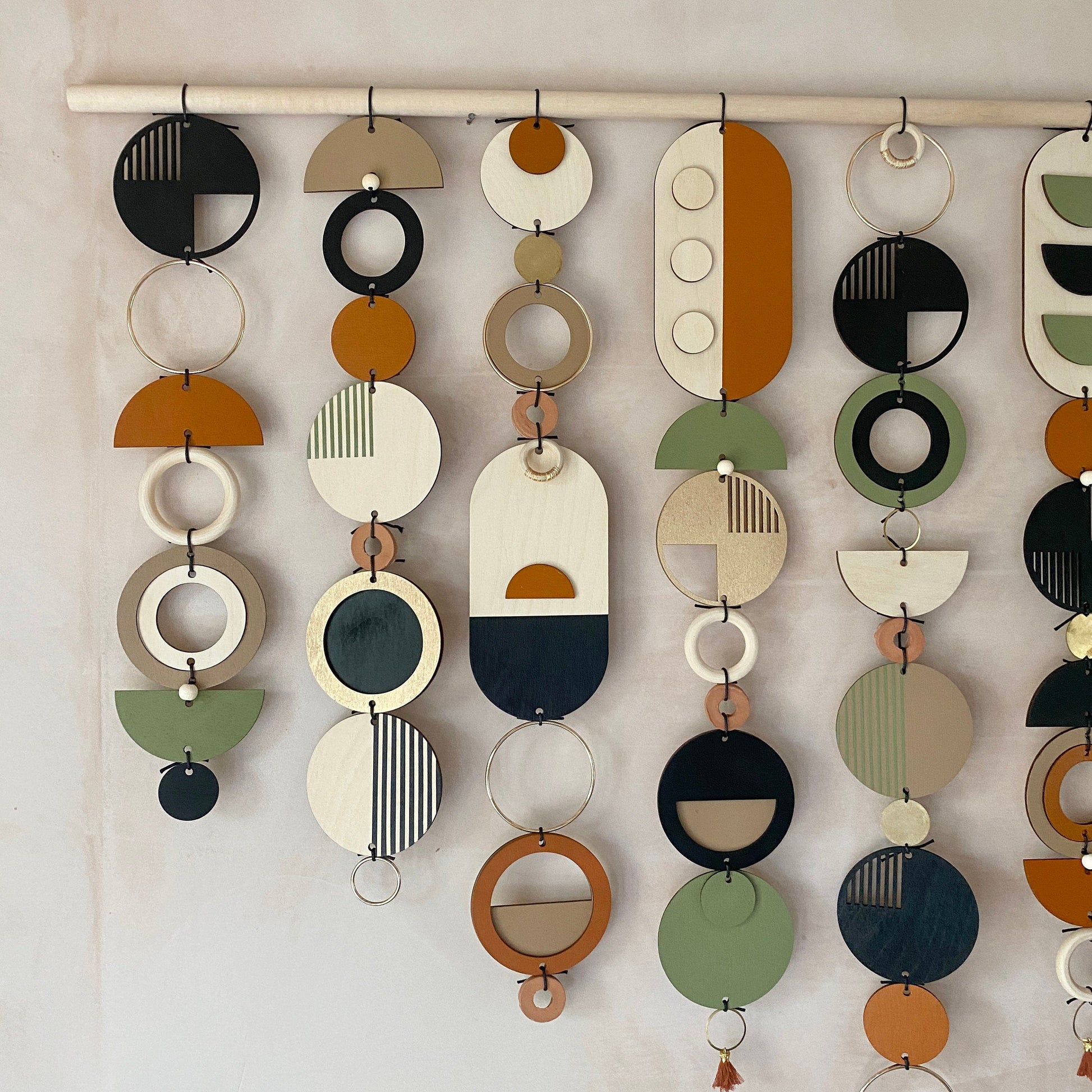 Large Geometric Wall Art in Green, Black and Gold