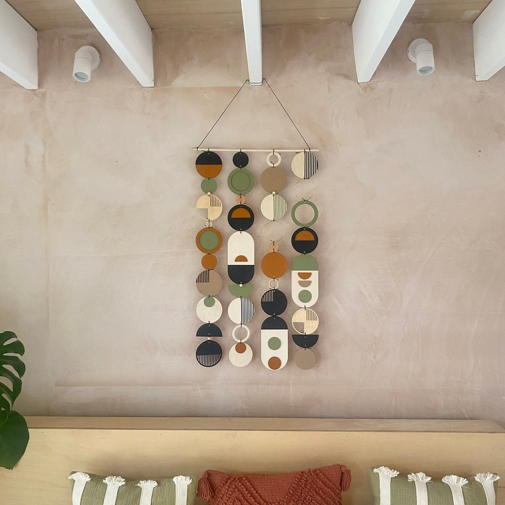 Modern Geometric Wall Art in Burnt Orange and Olive