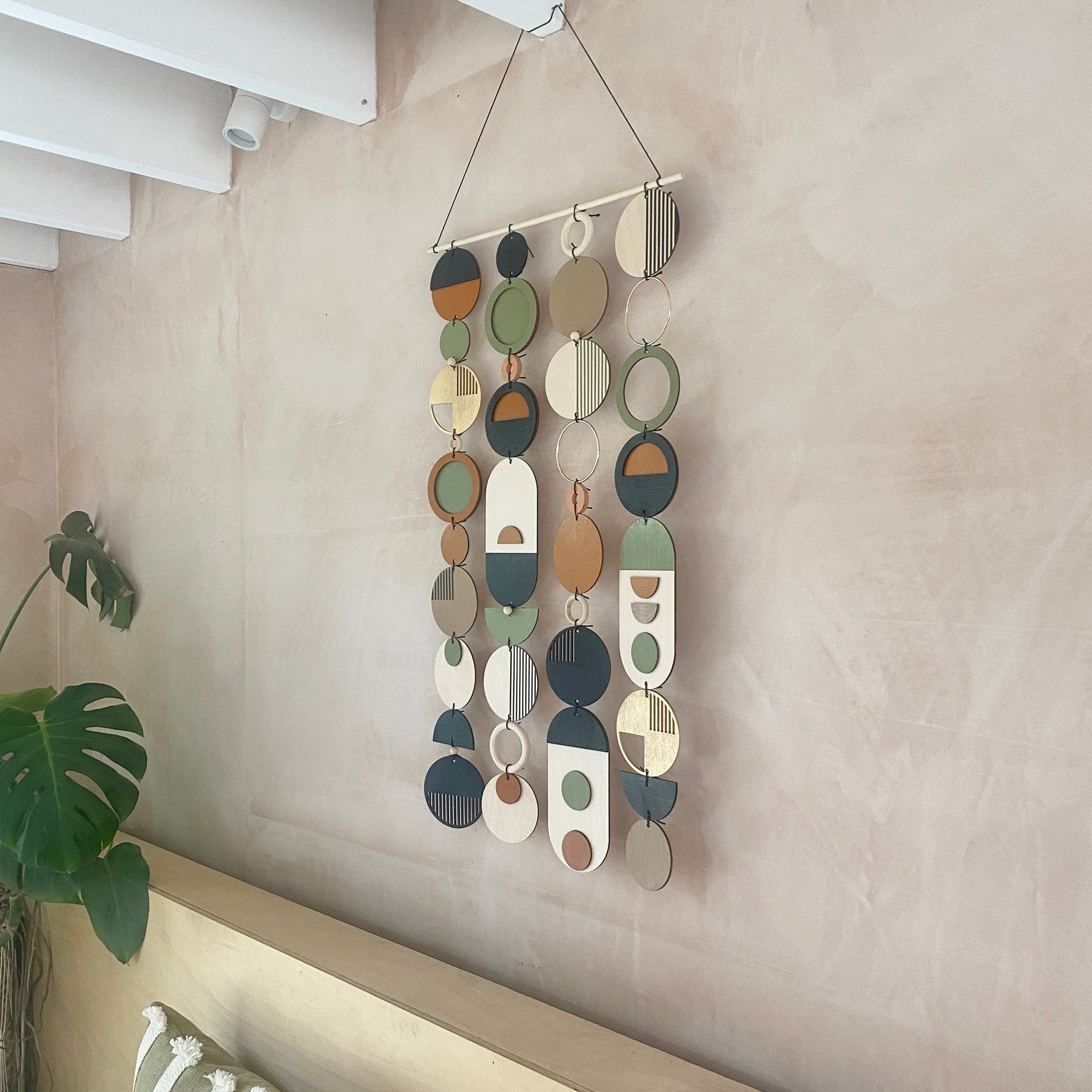 Modern Geometric Wall Art in Burnt Orange and Olive