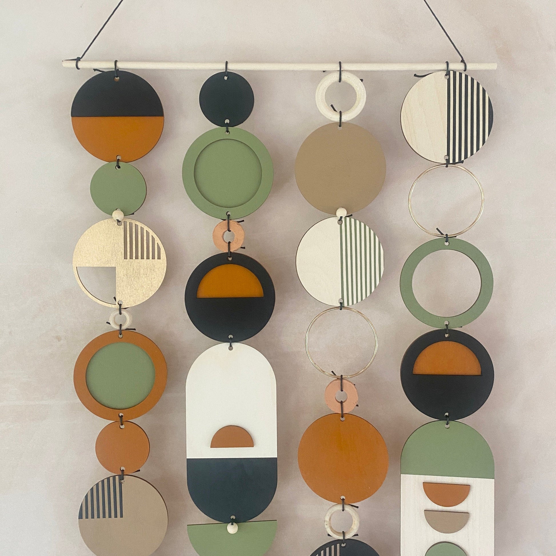 Modern Geometric Wall Art in Burnt Orange and Olive