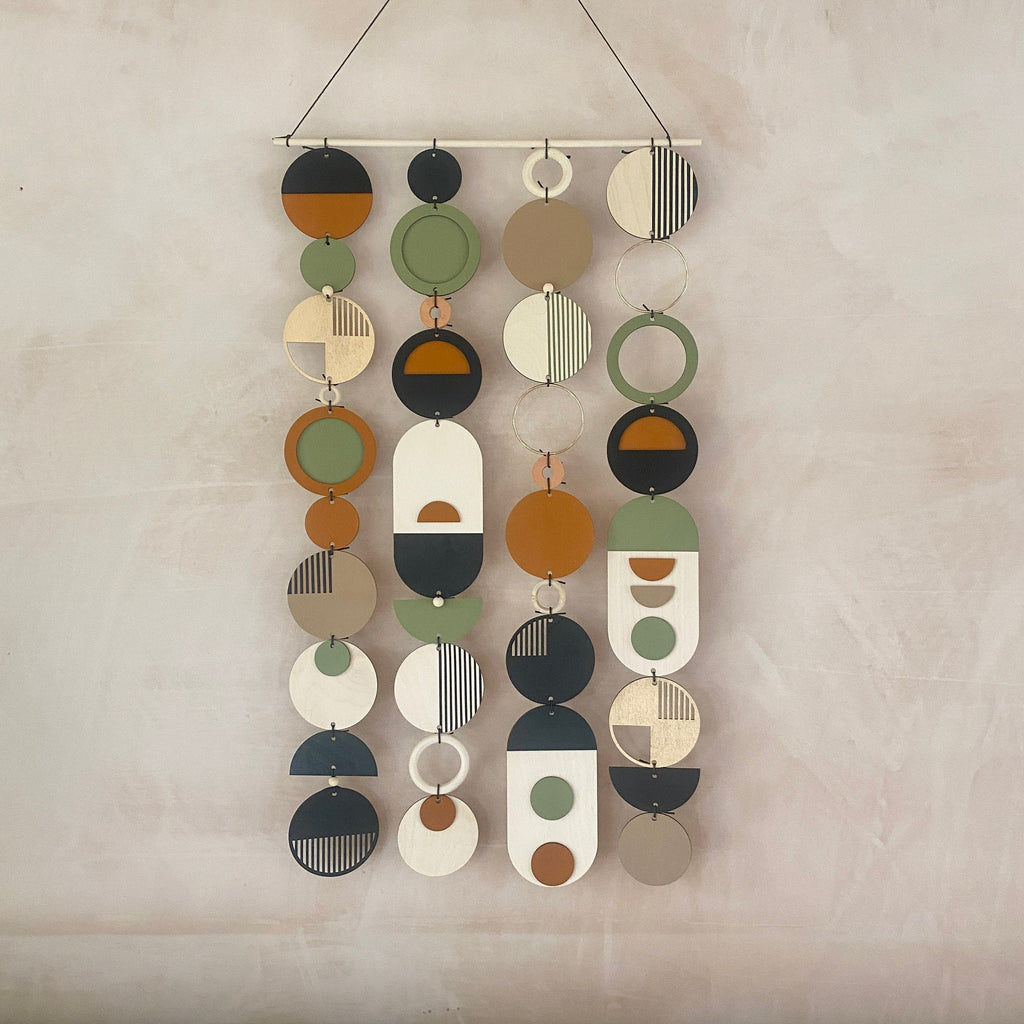 Modern Geometric Wall Art in Burnt Orange and Olive
