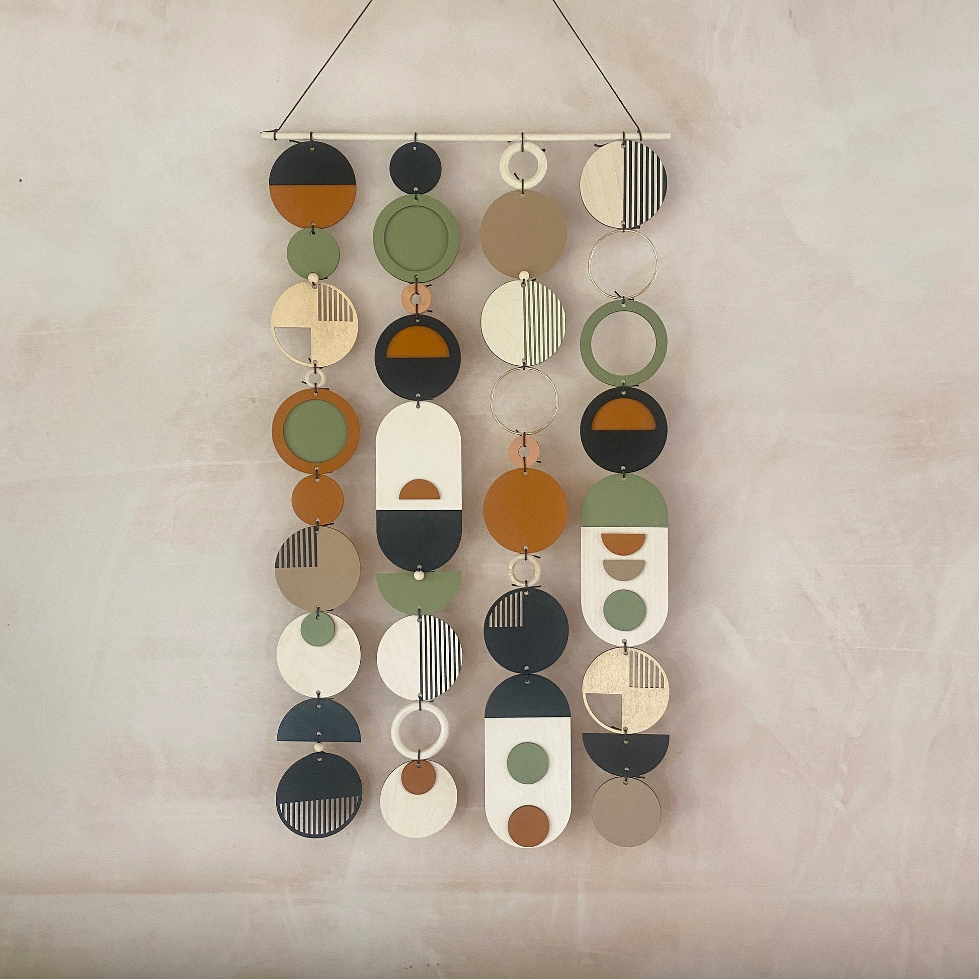 Modern Geometric Wall Art in Burnt Orange and Olive