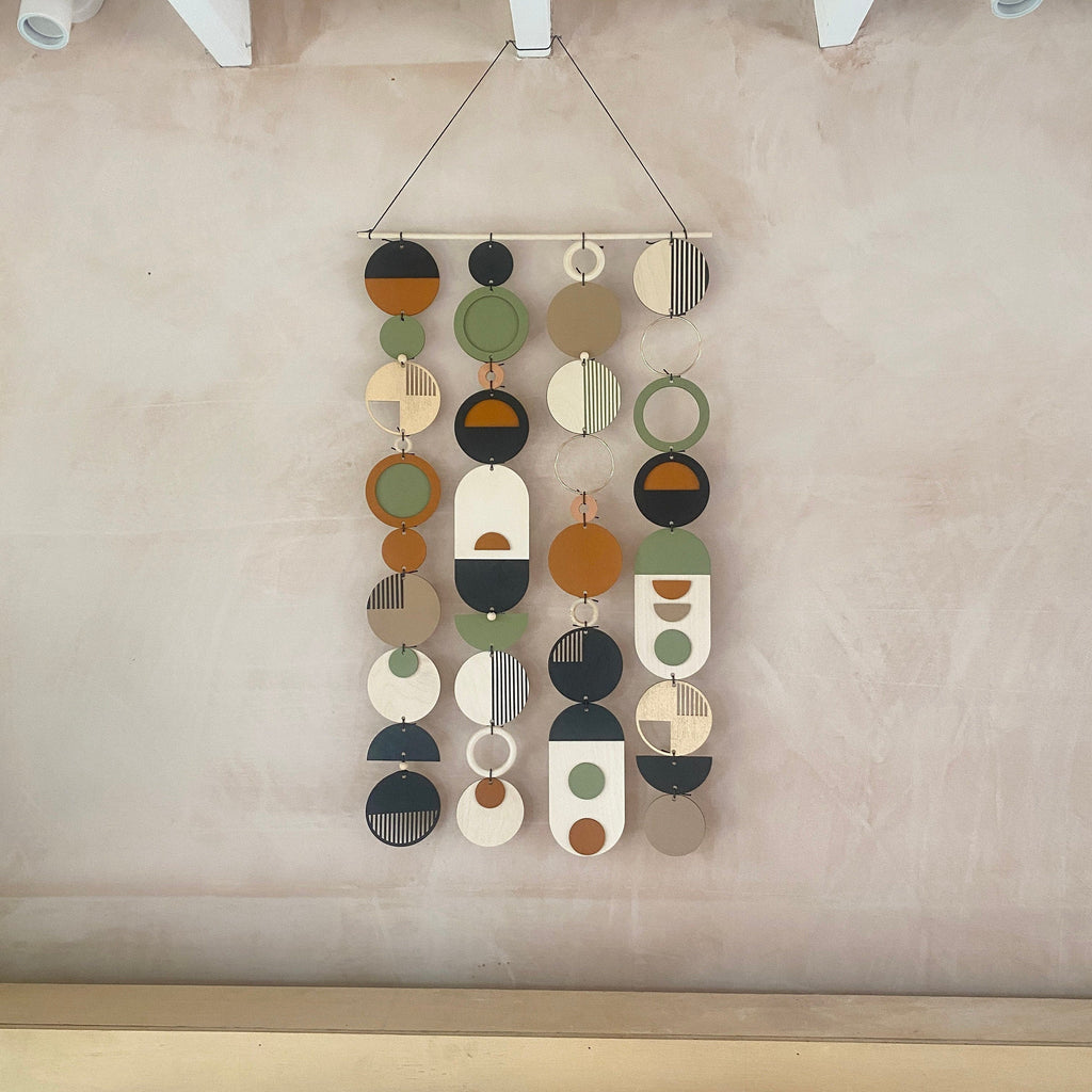 Modern Geometric Wall Art in Burnt Orange and Olive