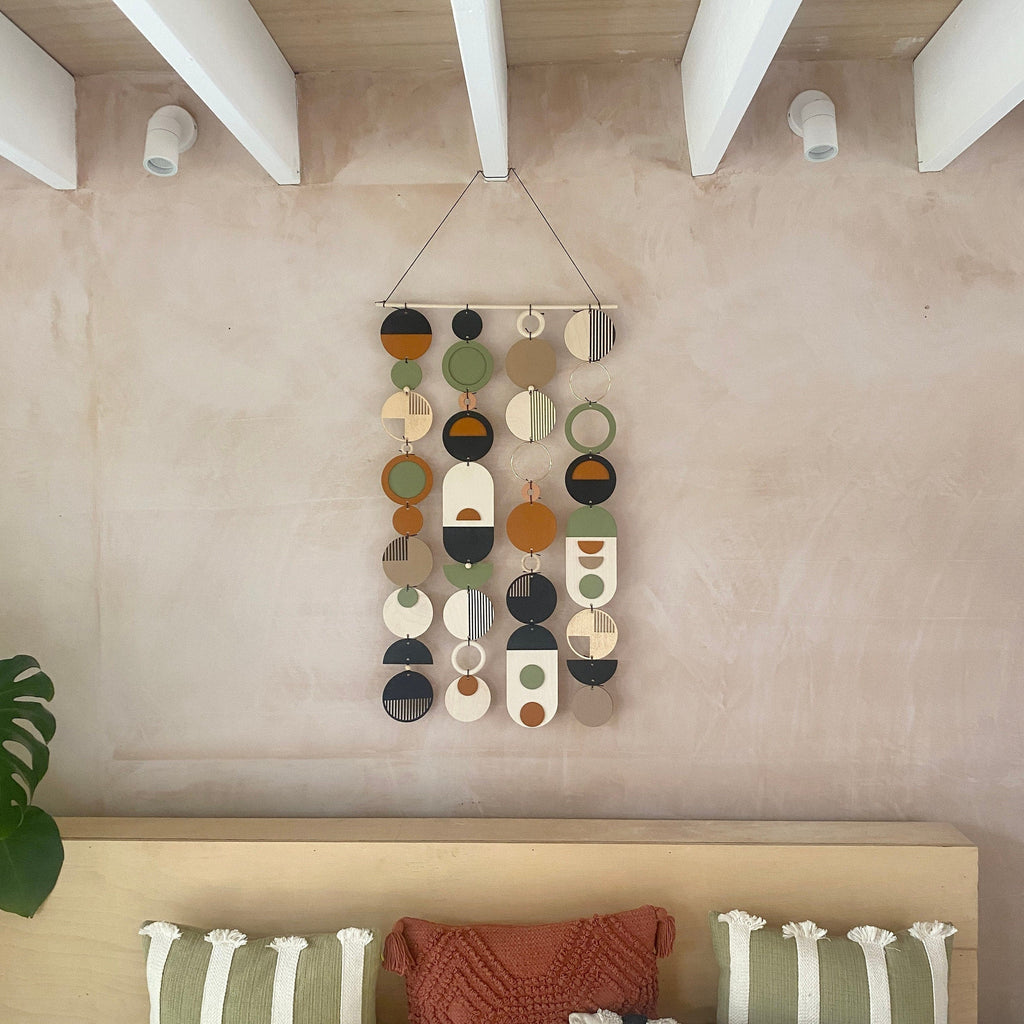 Modern Geometric Wall Art in Burnt Orange and Olive