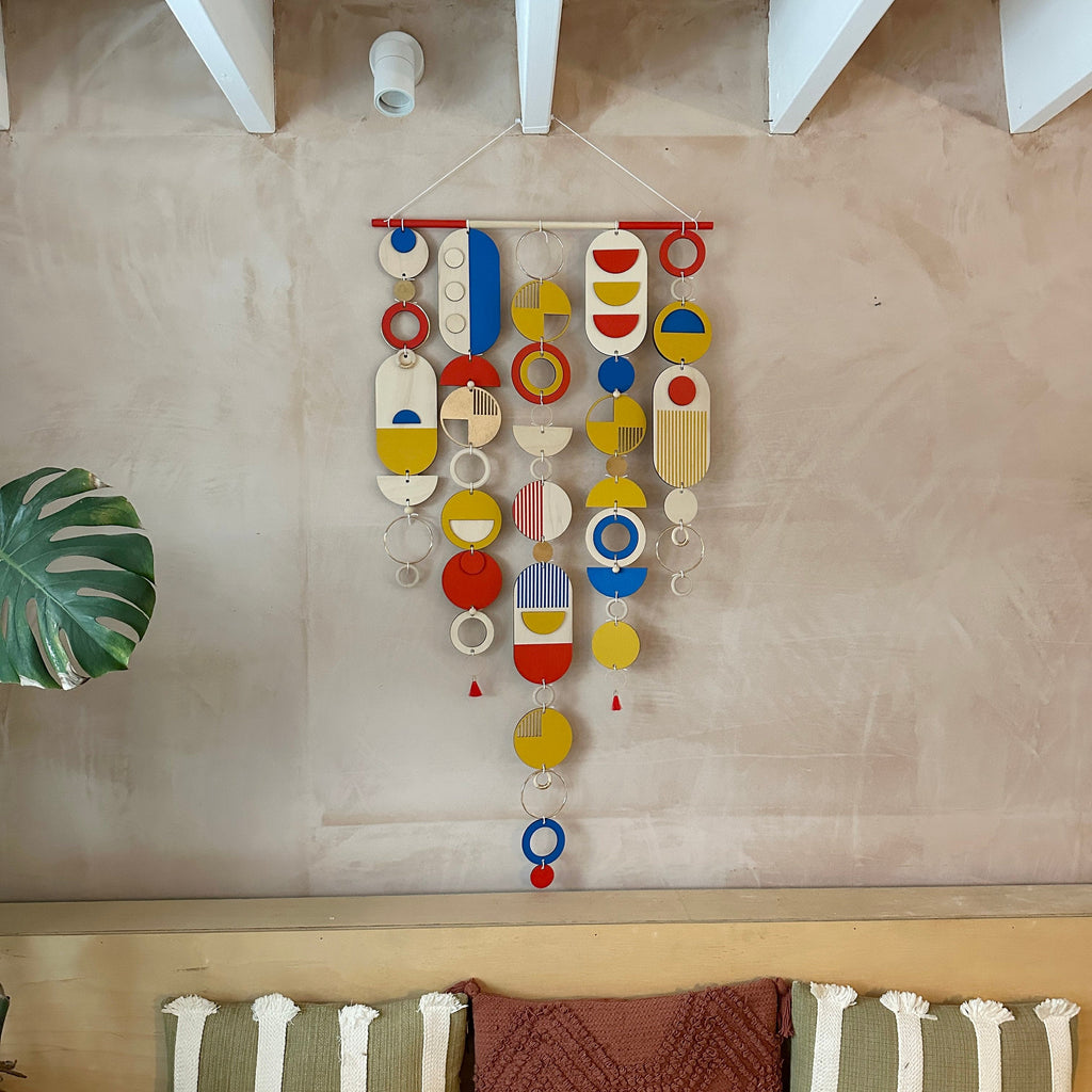 Bright Geometric Wall Art in Primary Colours Large Modern Tapestry