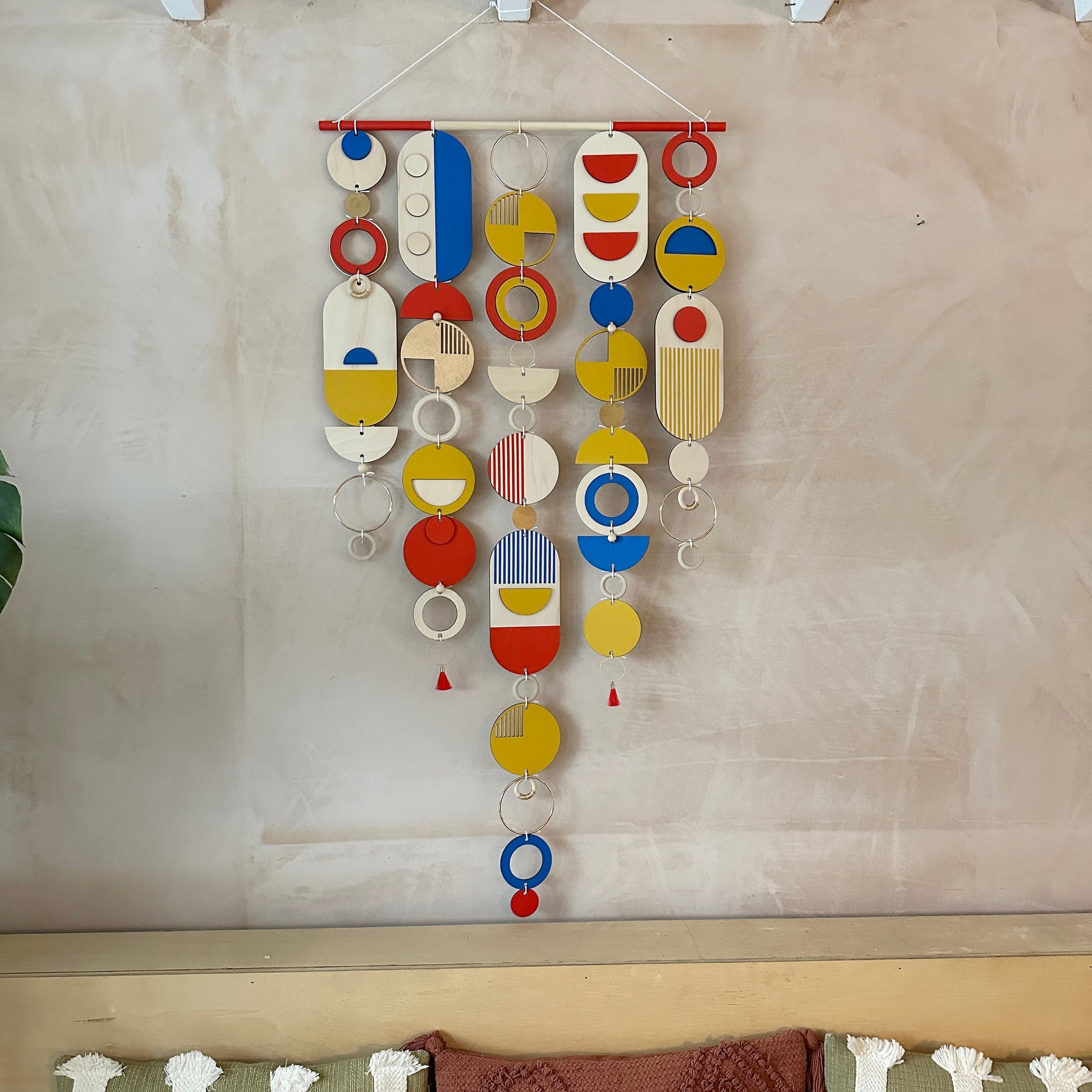 Bright Geometric Wall Art in Primary Colours Large Modern Tapestry