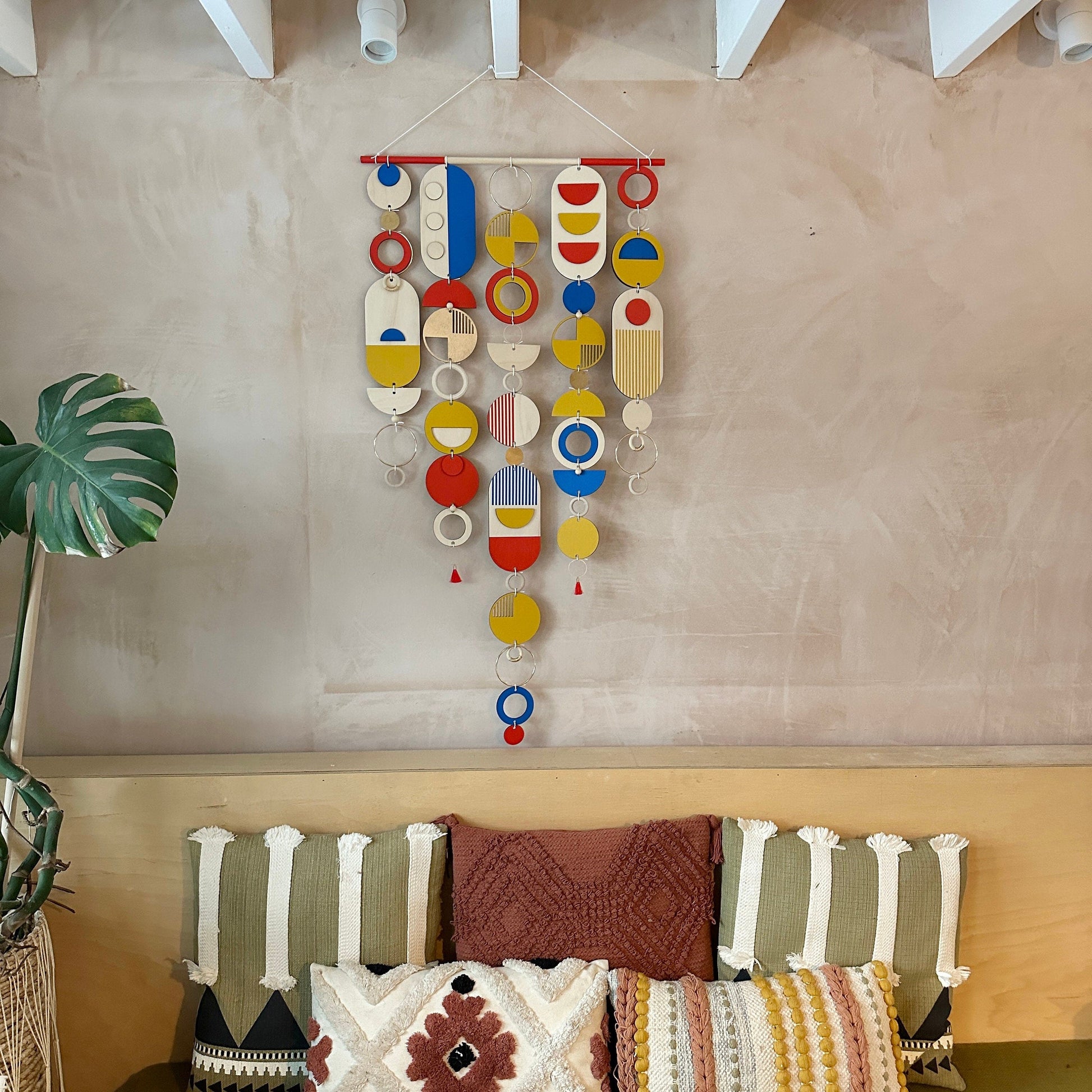 Bright Geometric Wall Art in Primary Colours Large Modern Tapestry