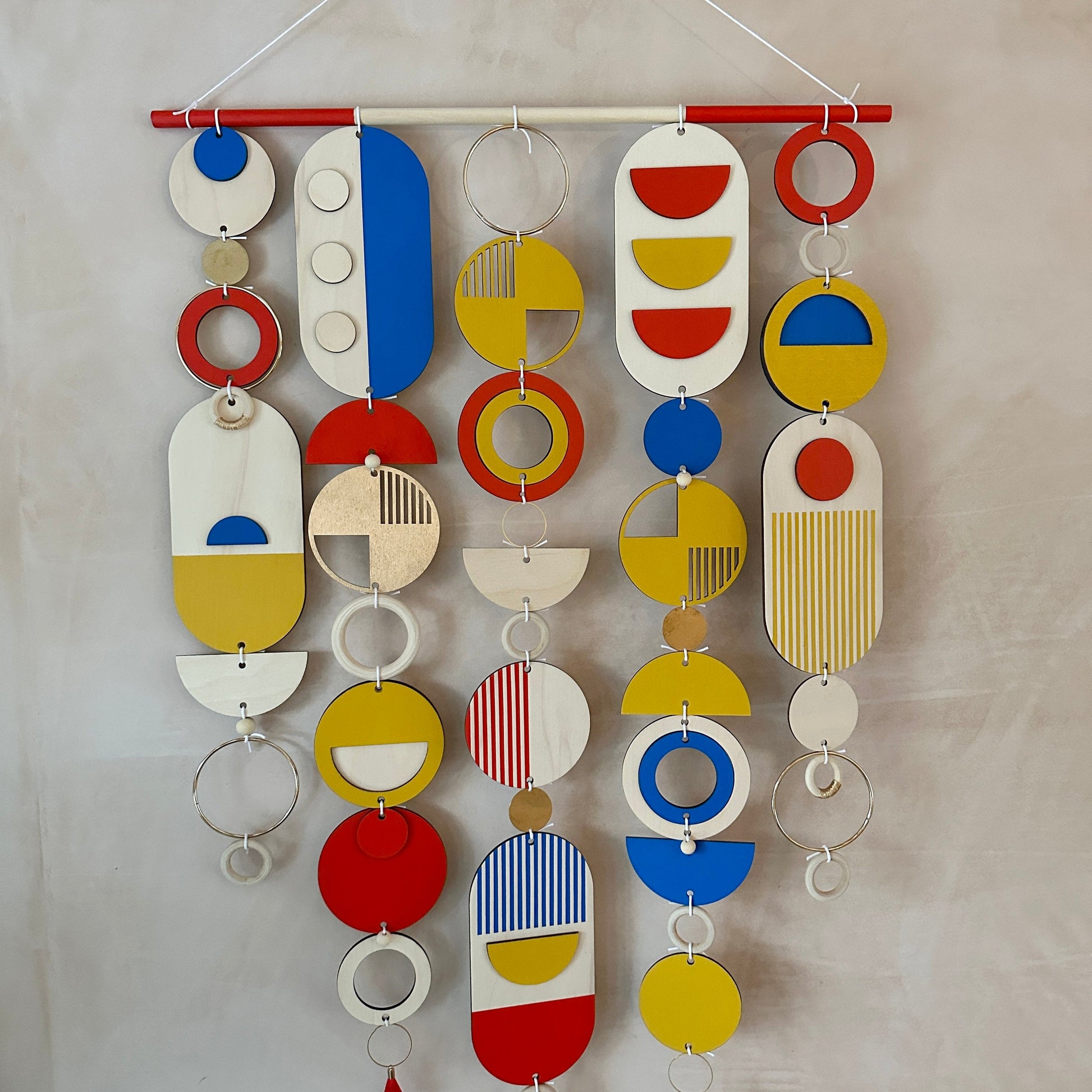 Bright Geometric Wall Art in Primary Colours Large Modern Tapestry