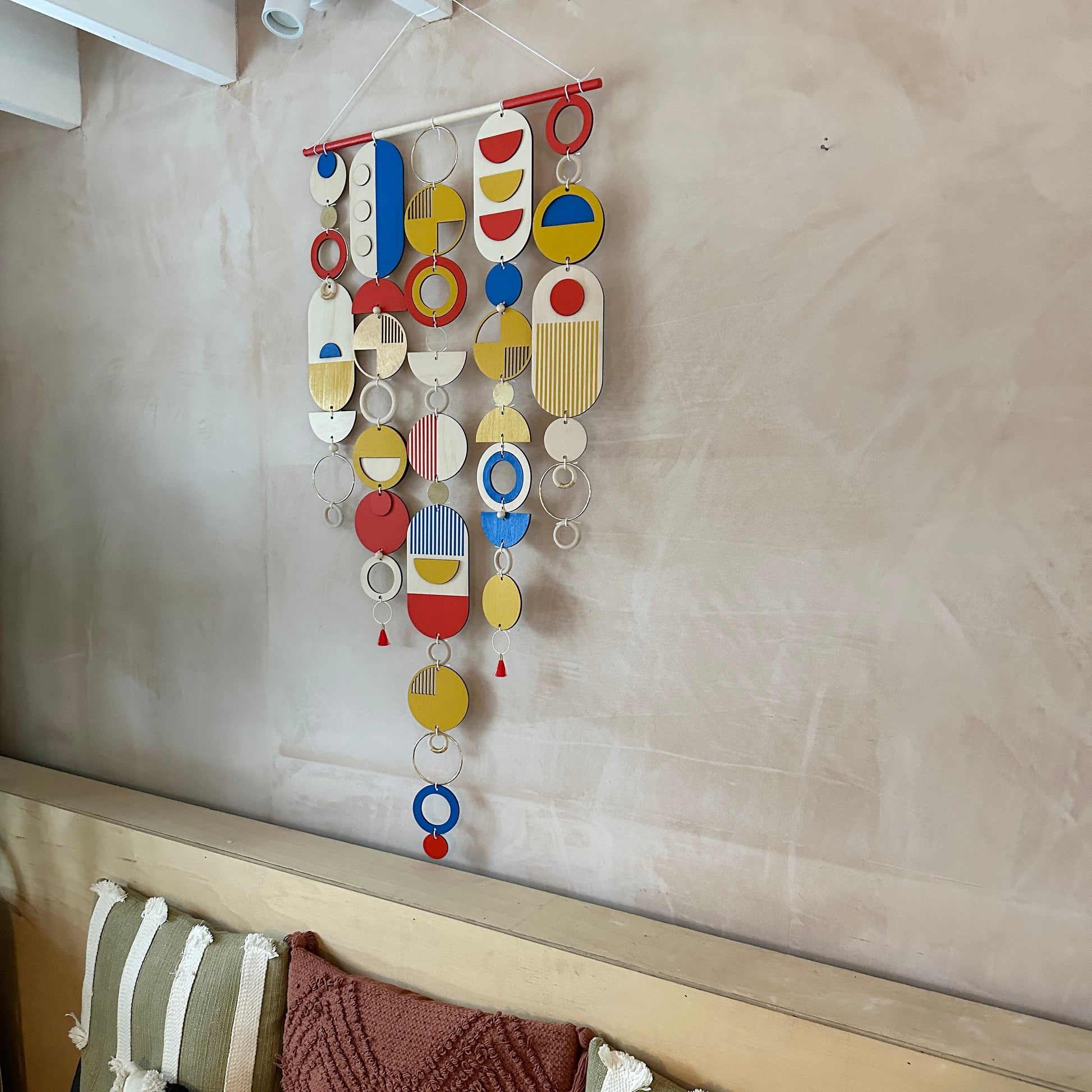 Bright Geometric Wall Art in Primary Colours Large Modern Tapestry