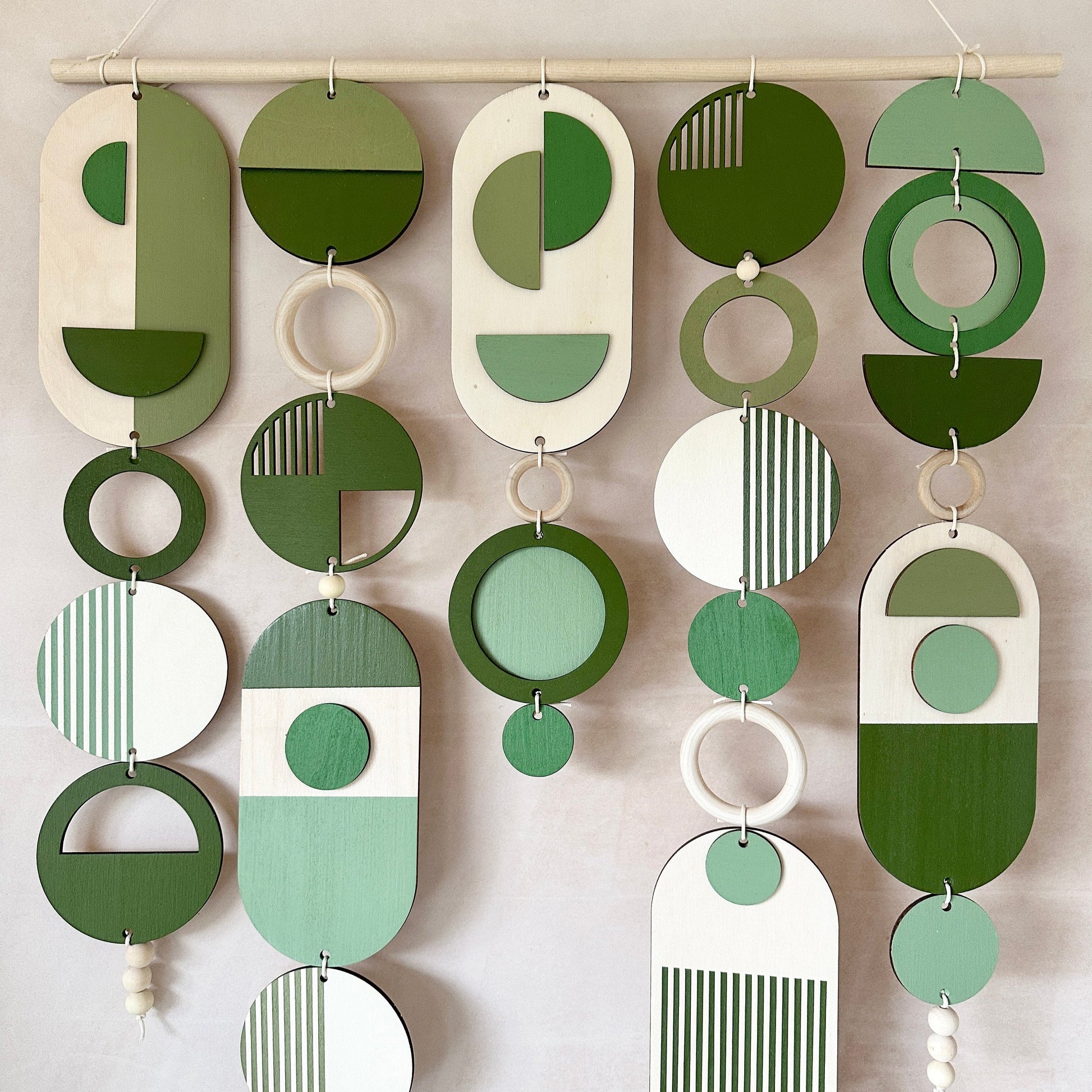 Large Green Geometric Wall Art Handmade Boho Tapestry