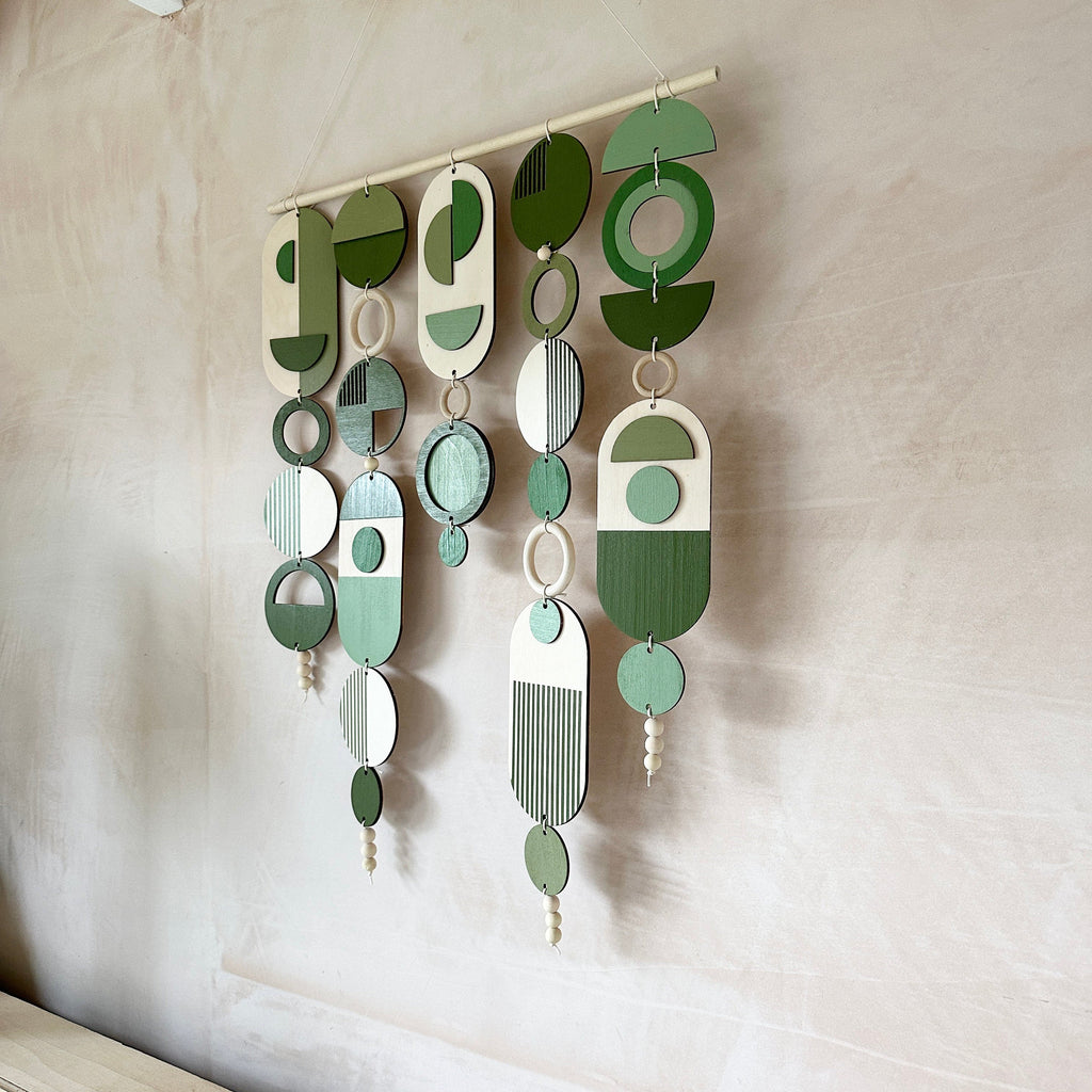 Large Green Geometric Wall Art Handmade Boho Tapestry