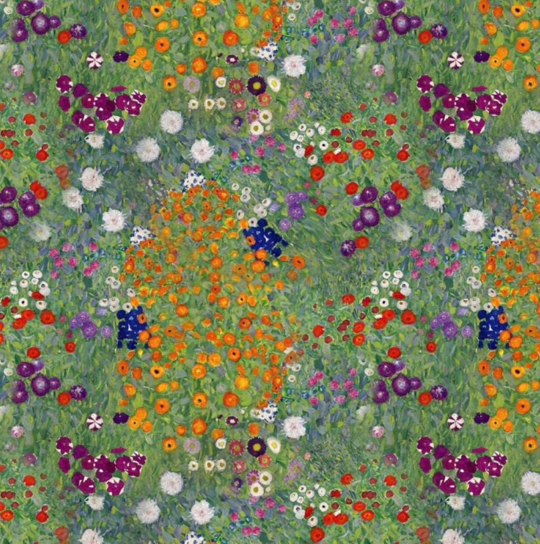 Green flowers cotton extra tall cylindrical lampshade, with a white lining