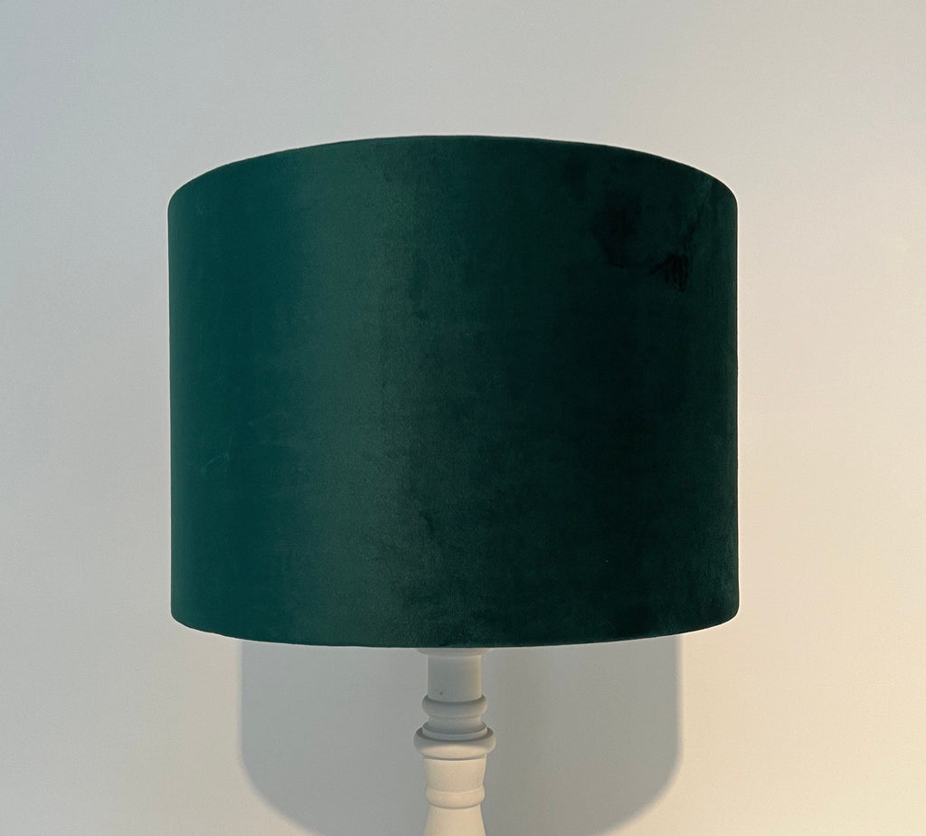 Green velvet drum lampshade/ ceiling light shade with leaves interior