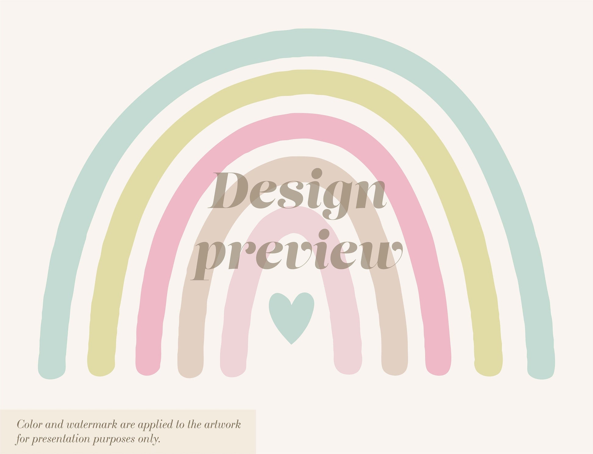 Rainbow Wall Sticker Drawn - With A Small Heart