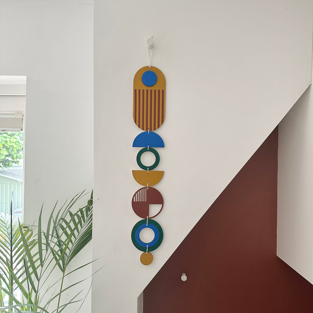 Painted Wall Hanging African Inspired Colourful Art Slim Long Decor