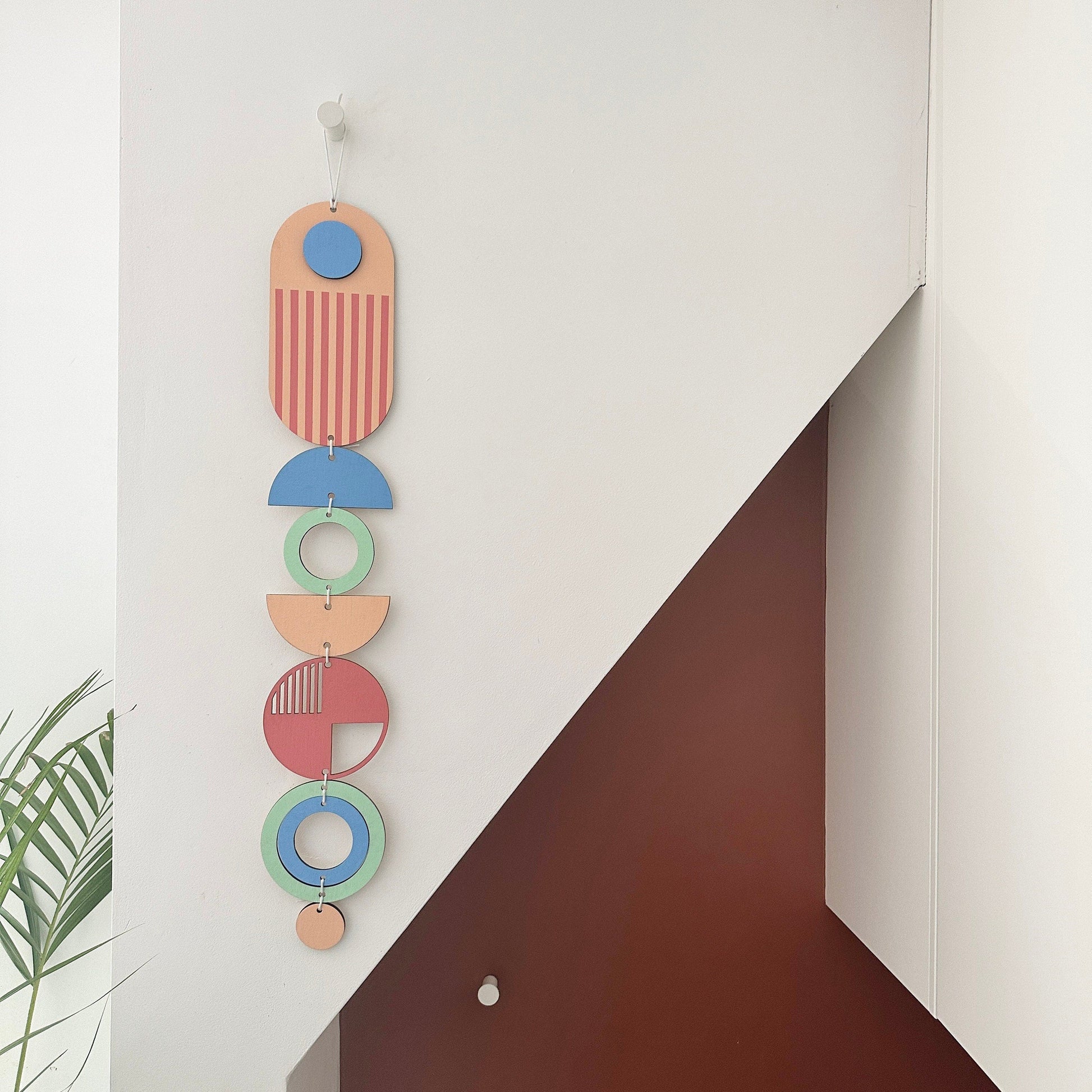 Modern Geometric Wall Art in Bright Pink