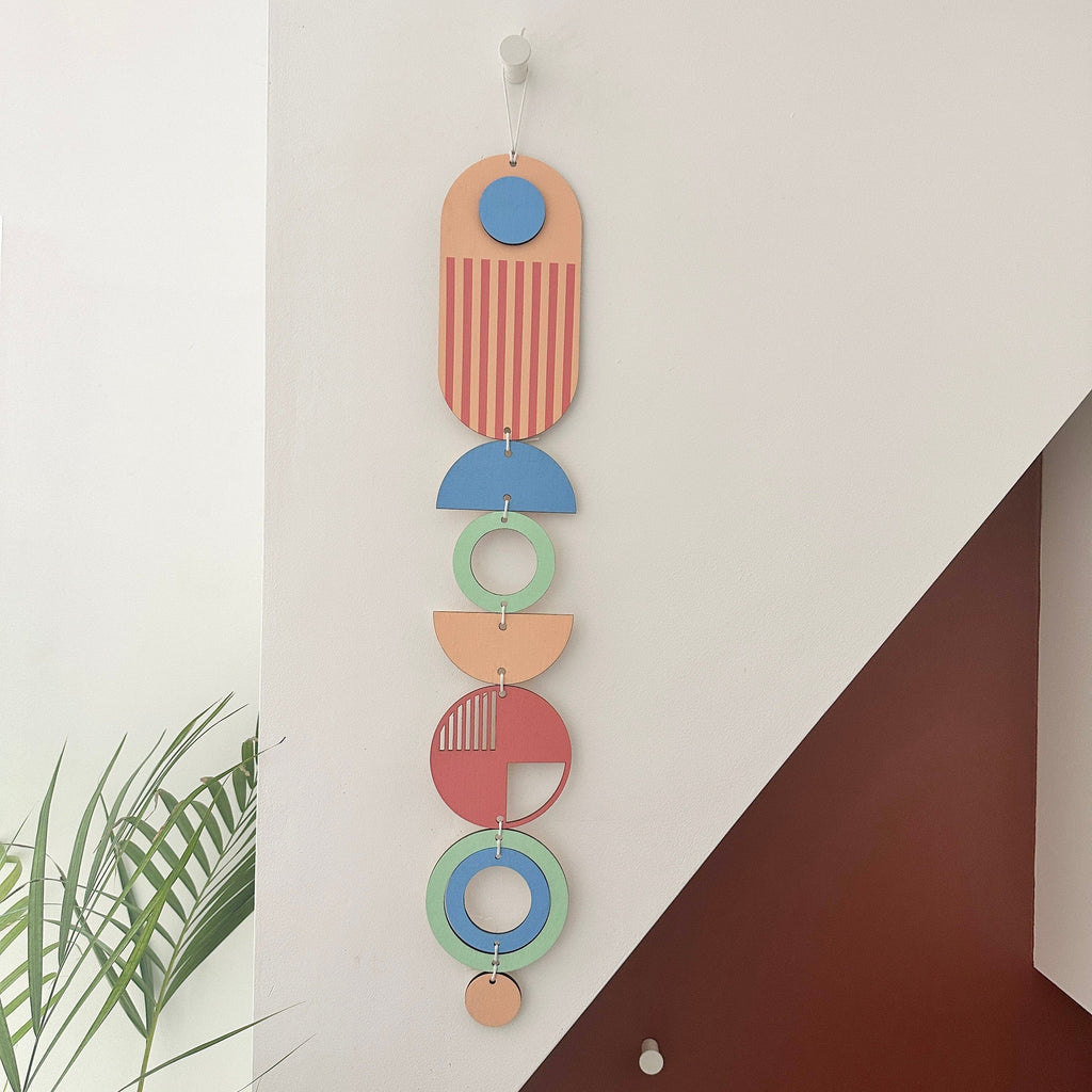 Modern Geometric Wall Art in Bright Pink