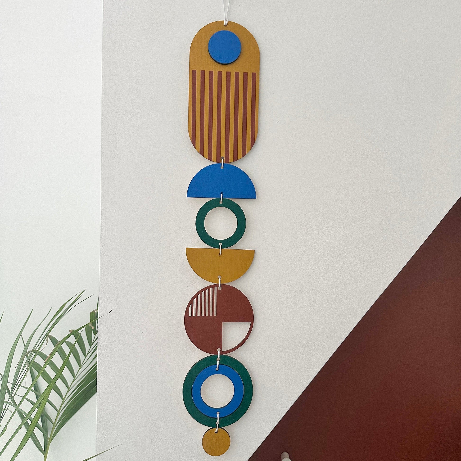 Painted Wall Hanging African Inspired Colourful Art Slim Long Decor