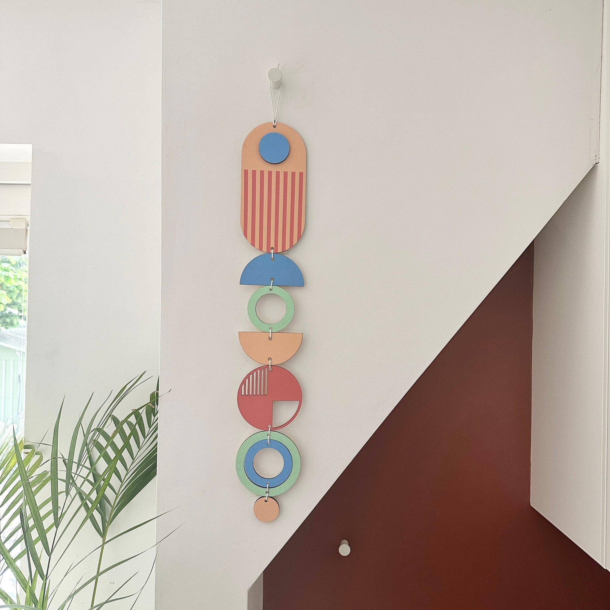 Modern Geometric Wall Art in Bright Pink