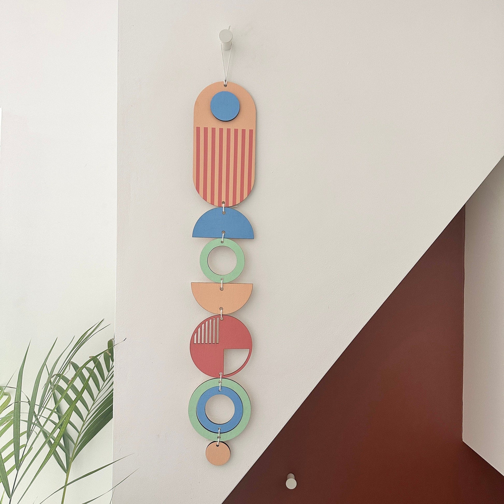 Modern Geometric Wall Art in Bright Pink