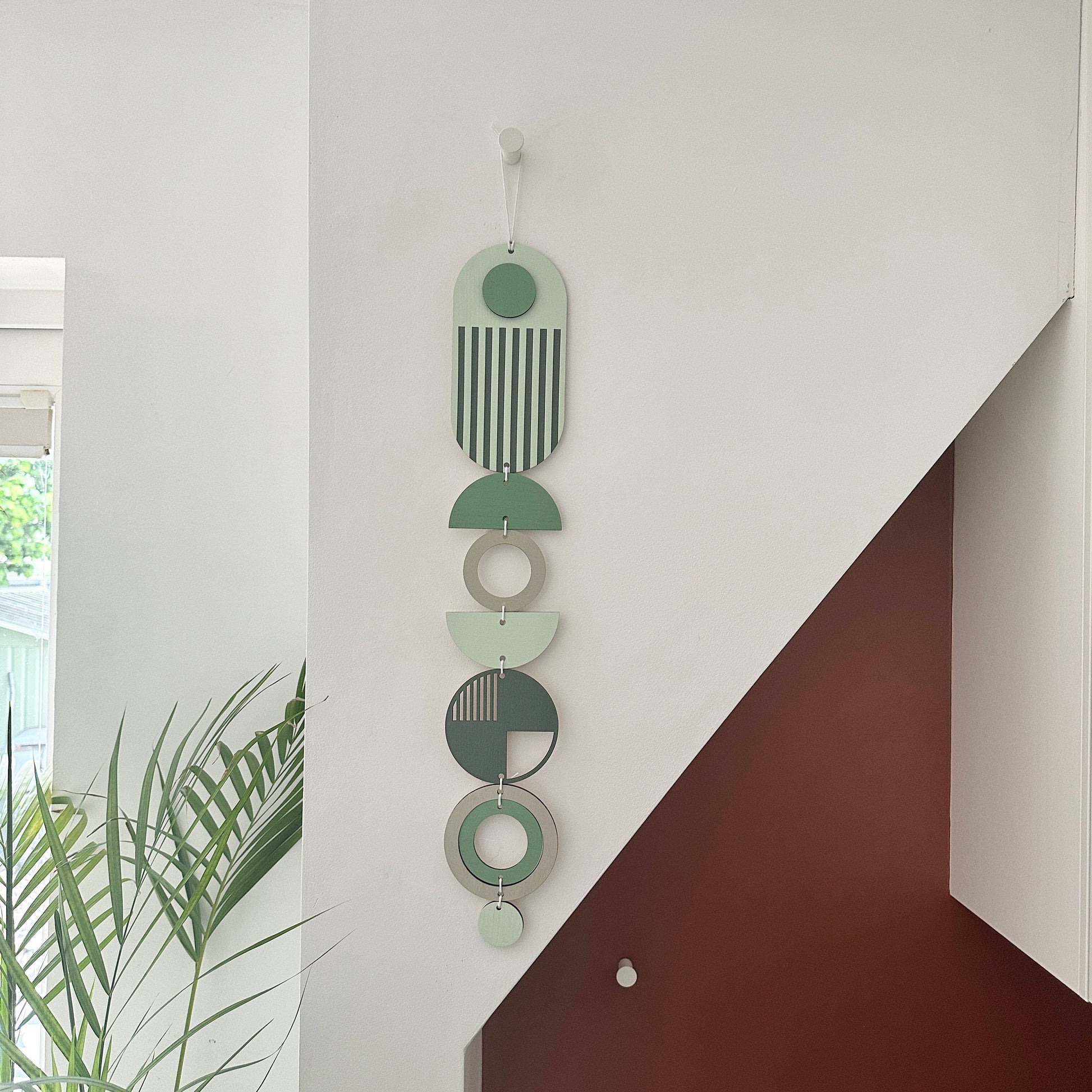 Green and Grey Geometric Wall Hanging Modern Art