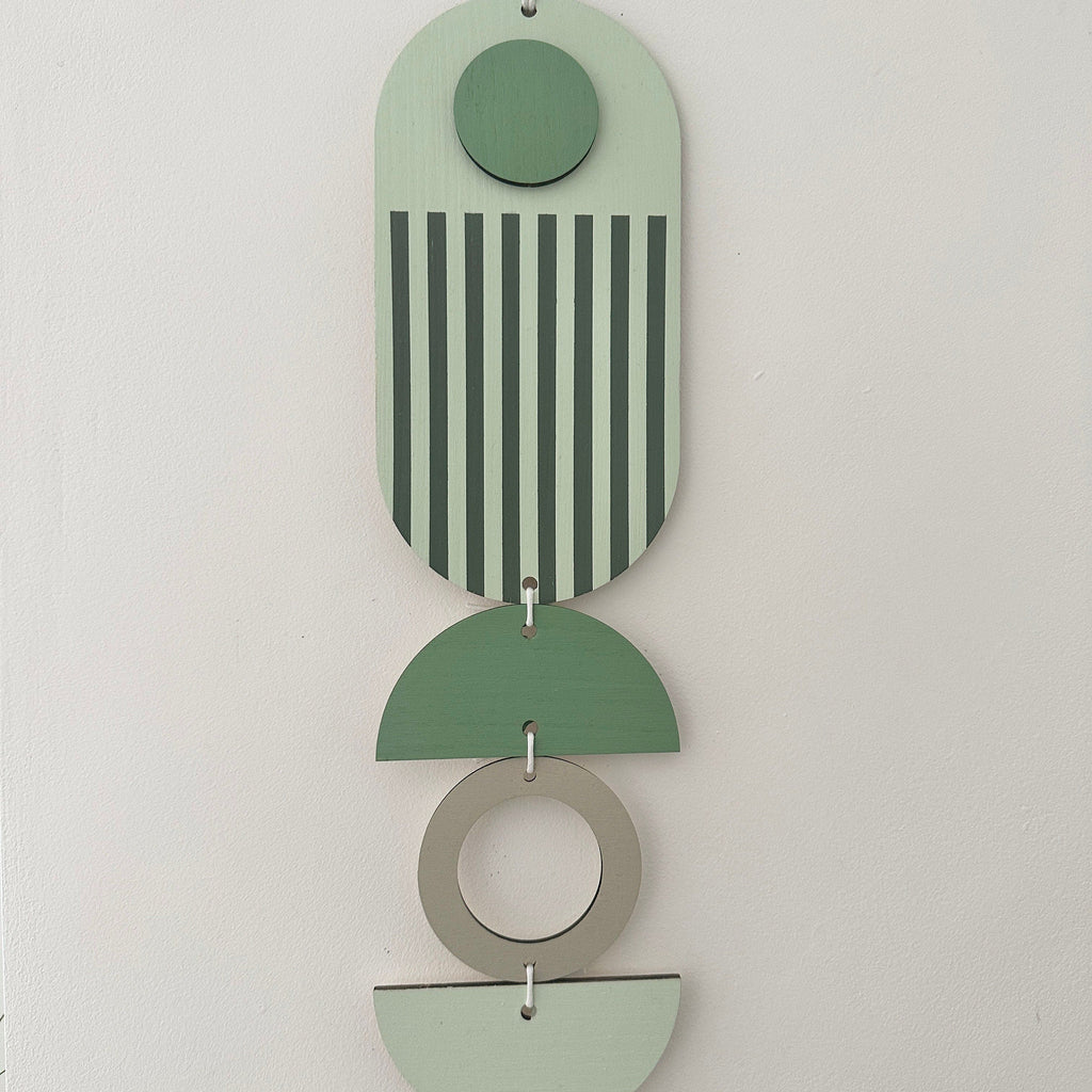 Green and Grey Geometric Wall Hanging Modern Art