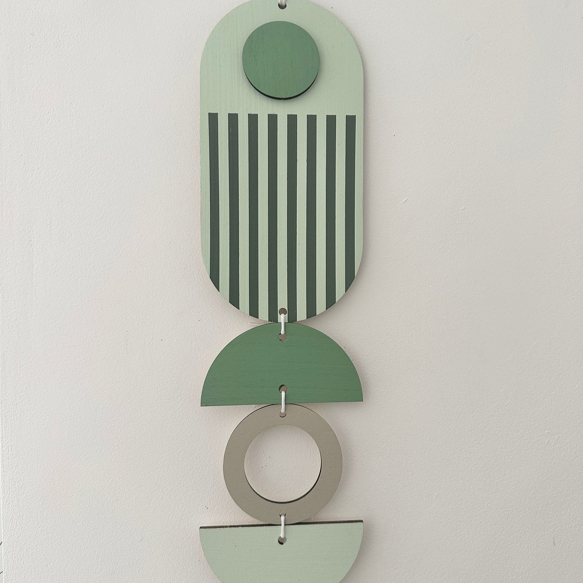 Green and Grey Geometric Wall Hanging Modern Art