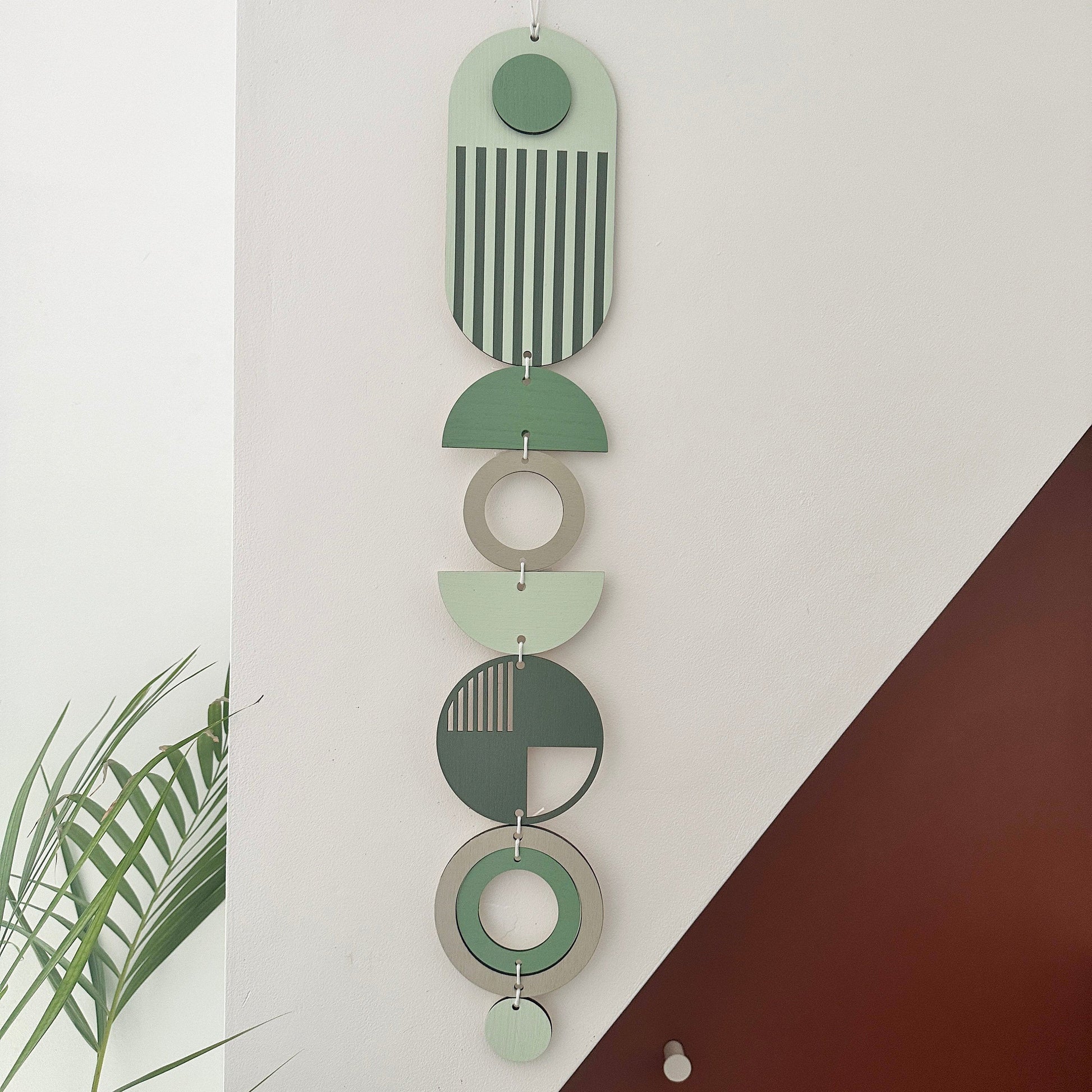 Green and Grey Geometric Wall Hanging Modern Art