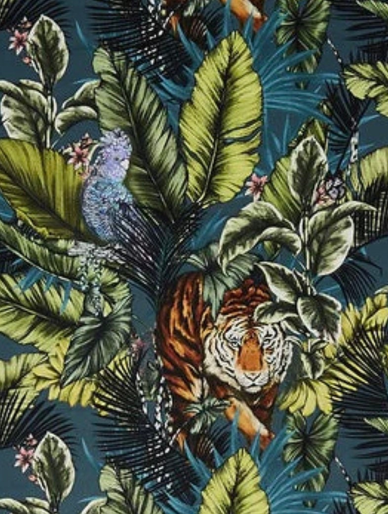 Bengal tiger velvet french drum lampshade, with black fringe