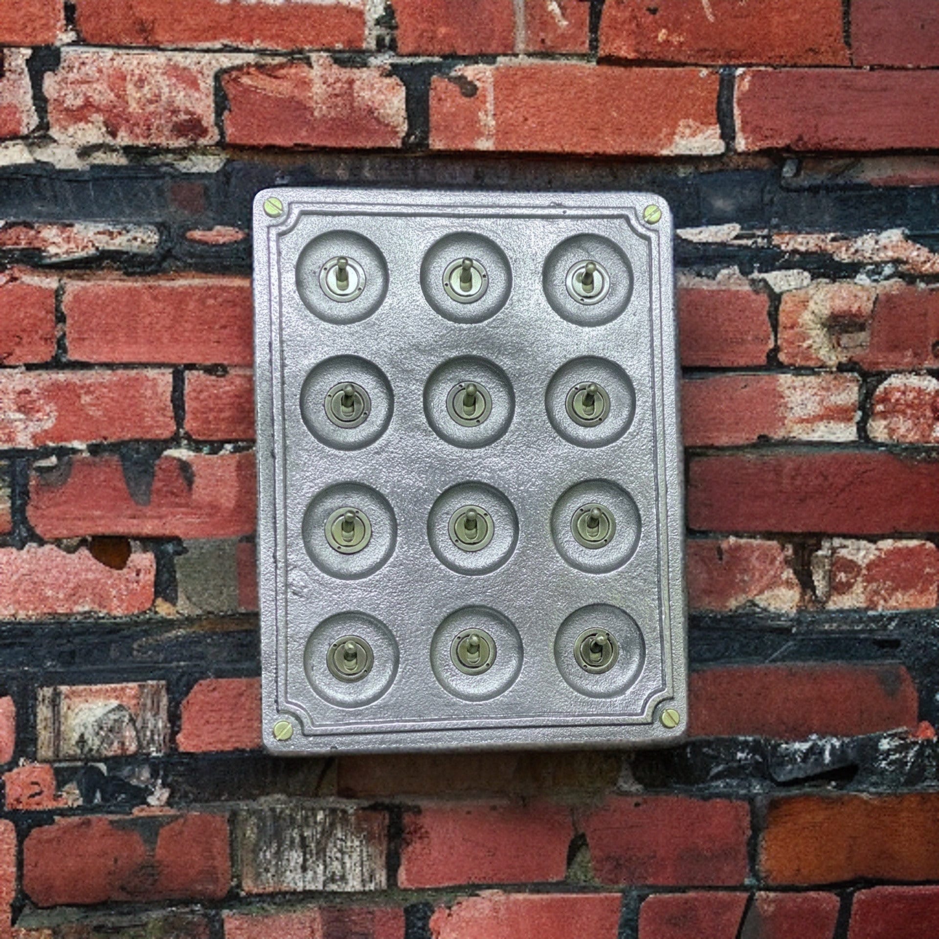 12 Gang 2 Way Vintage Industrial Cast Metal Light Switch