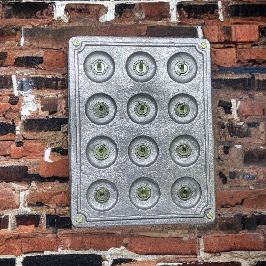 12 Gang 2 Way Vintage Industrial Cast Metal Light Switch