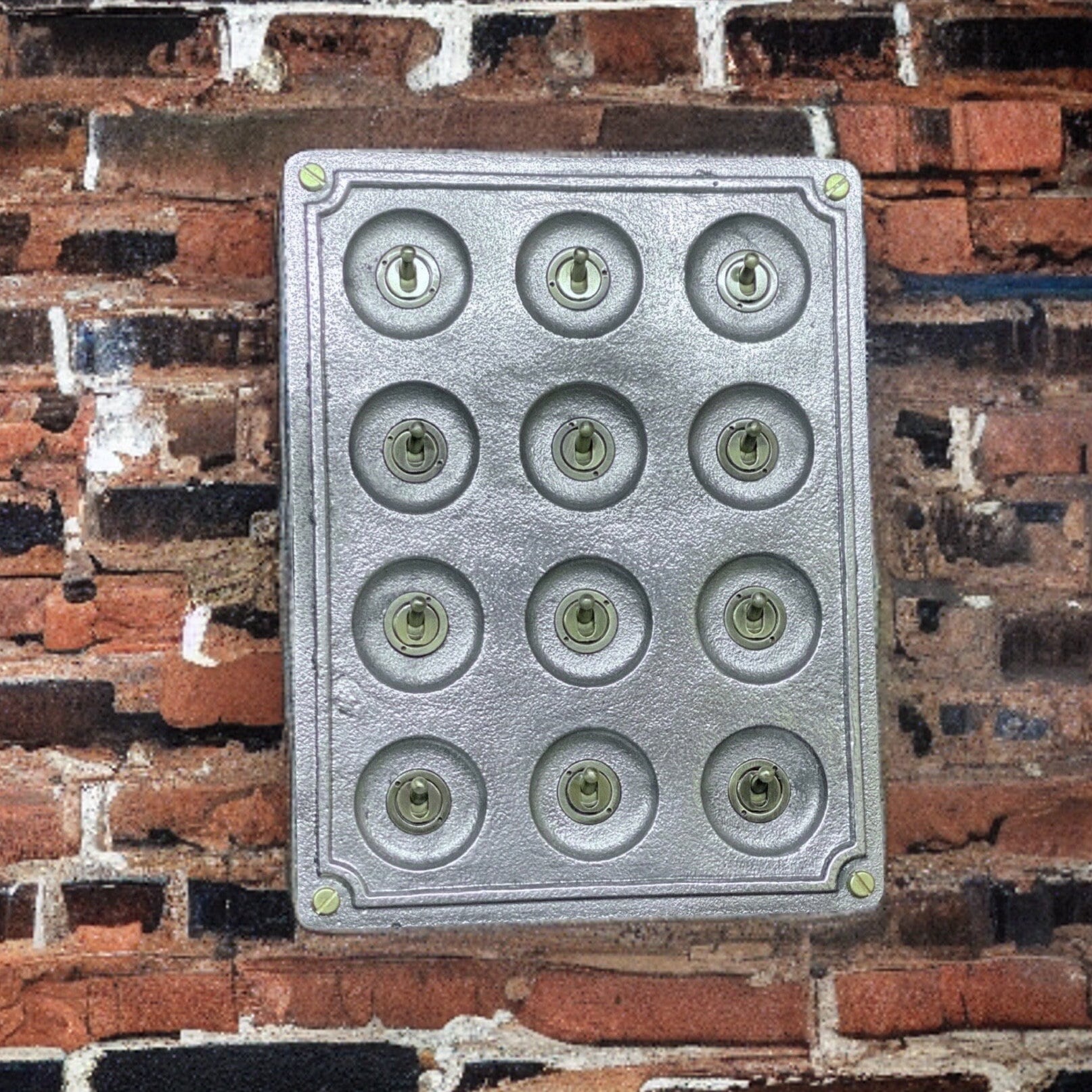 12 Gang 2 Way Vintage Industrial Cast Metal Light Switch