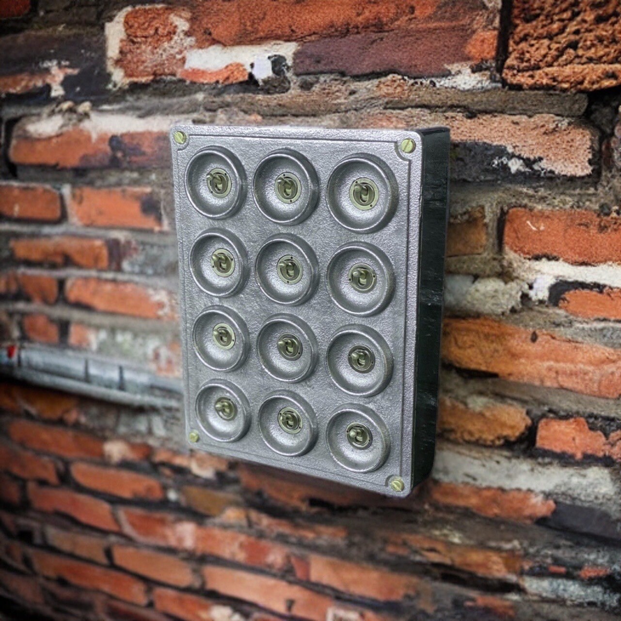 12 Gang 2 Way Vintage Industrial Cast Metal Surface Light Switch