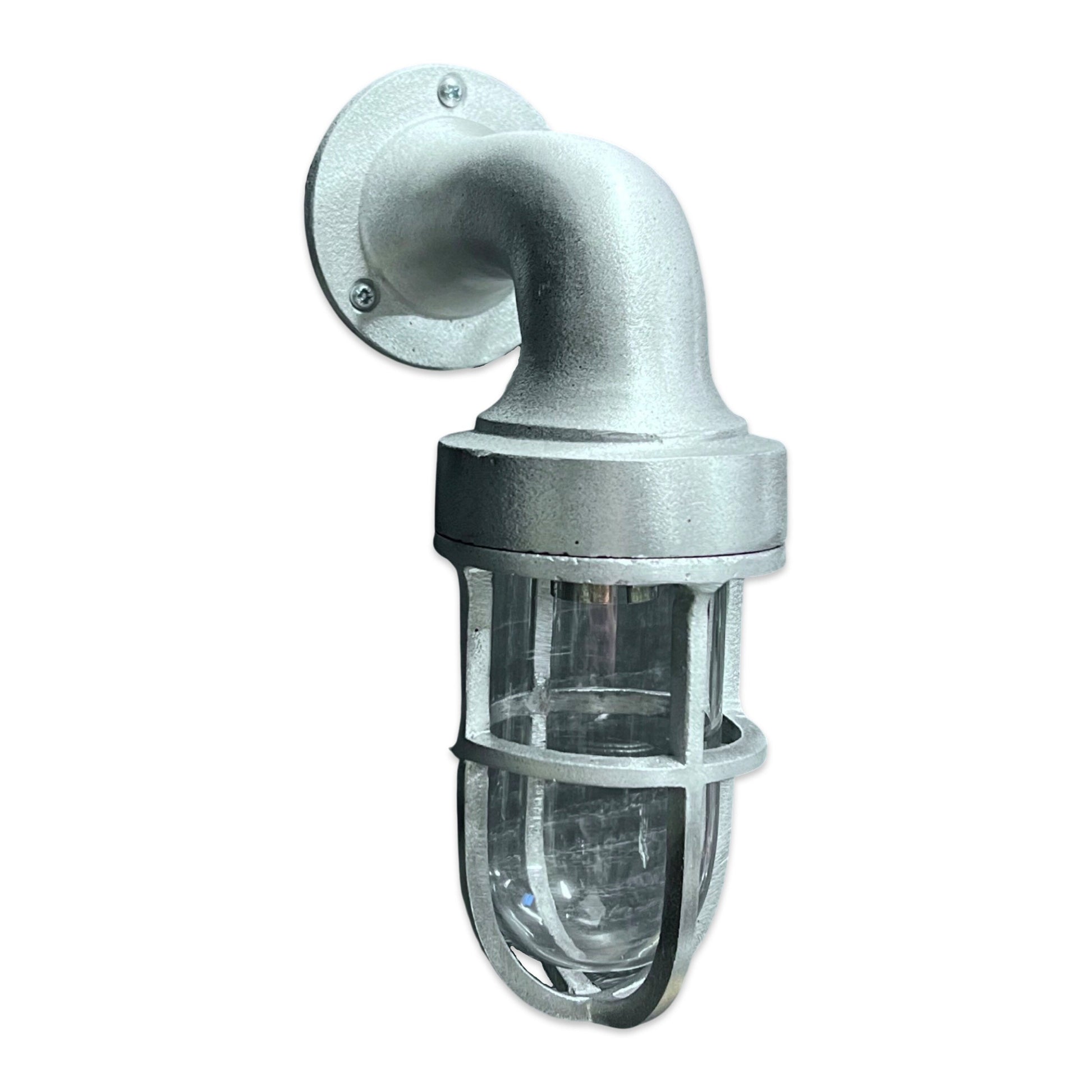 Cast Raw Pewter Bulkhead Outdoor Garden Wall Light 8 Inch