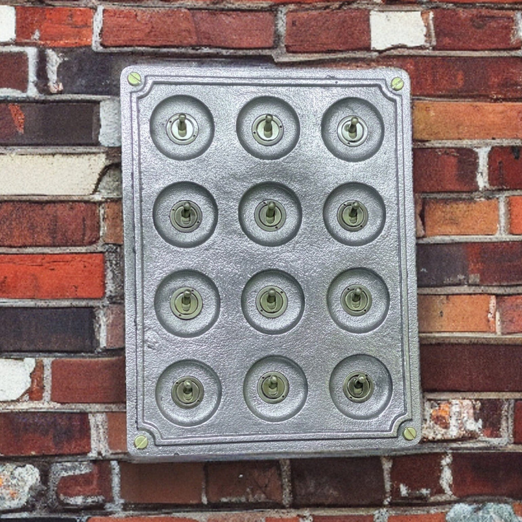 12 Gang 2 Way Vintage Industrial Cast Metal Light Switch