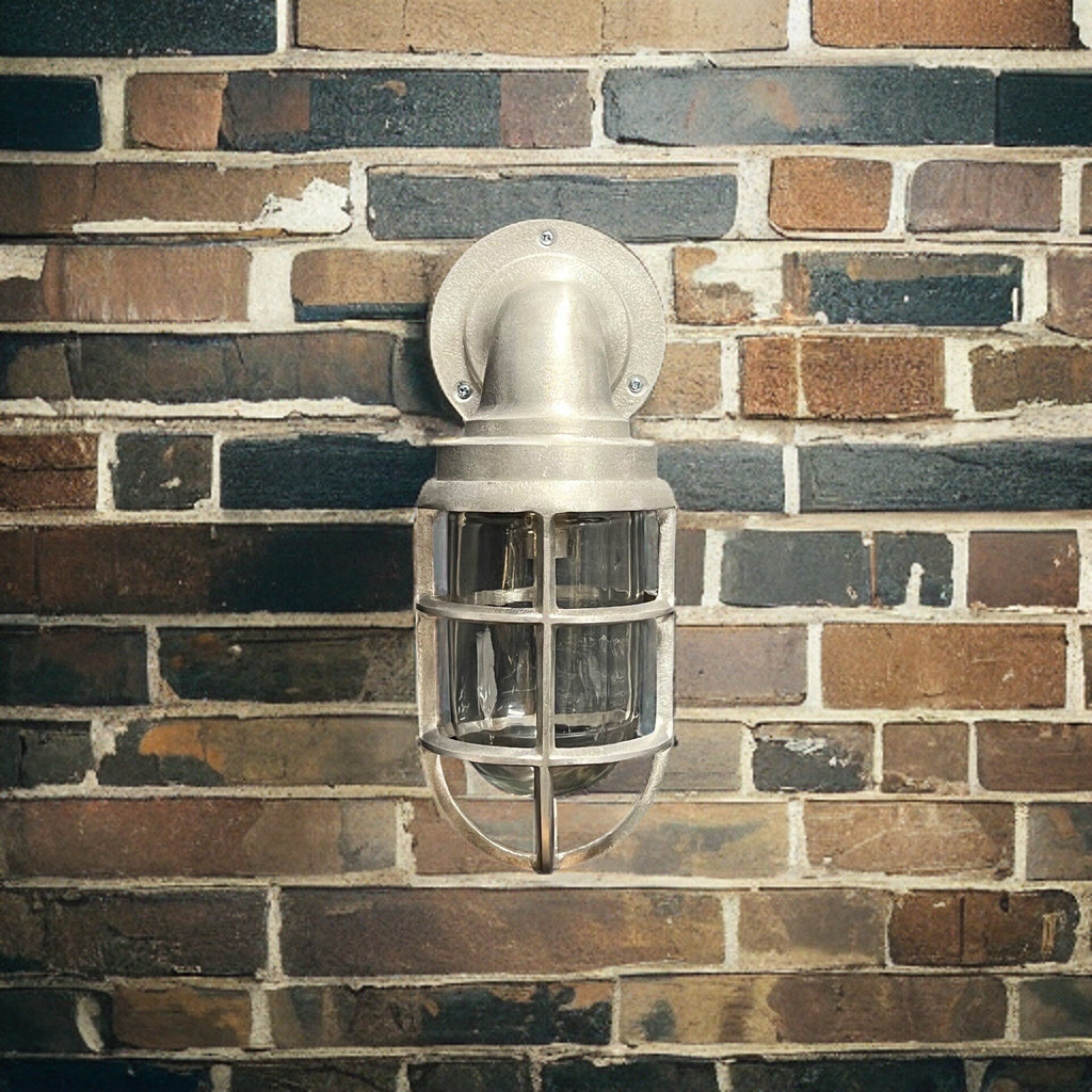 Raw Cast Pewter Bulkhead Outdoor and Bathroom Sconce Wall Light 10.5 Inch