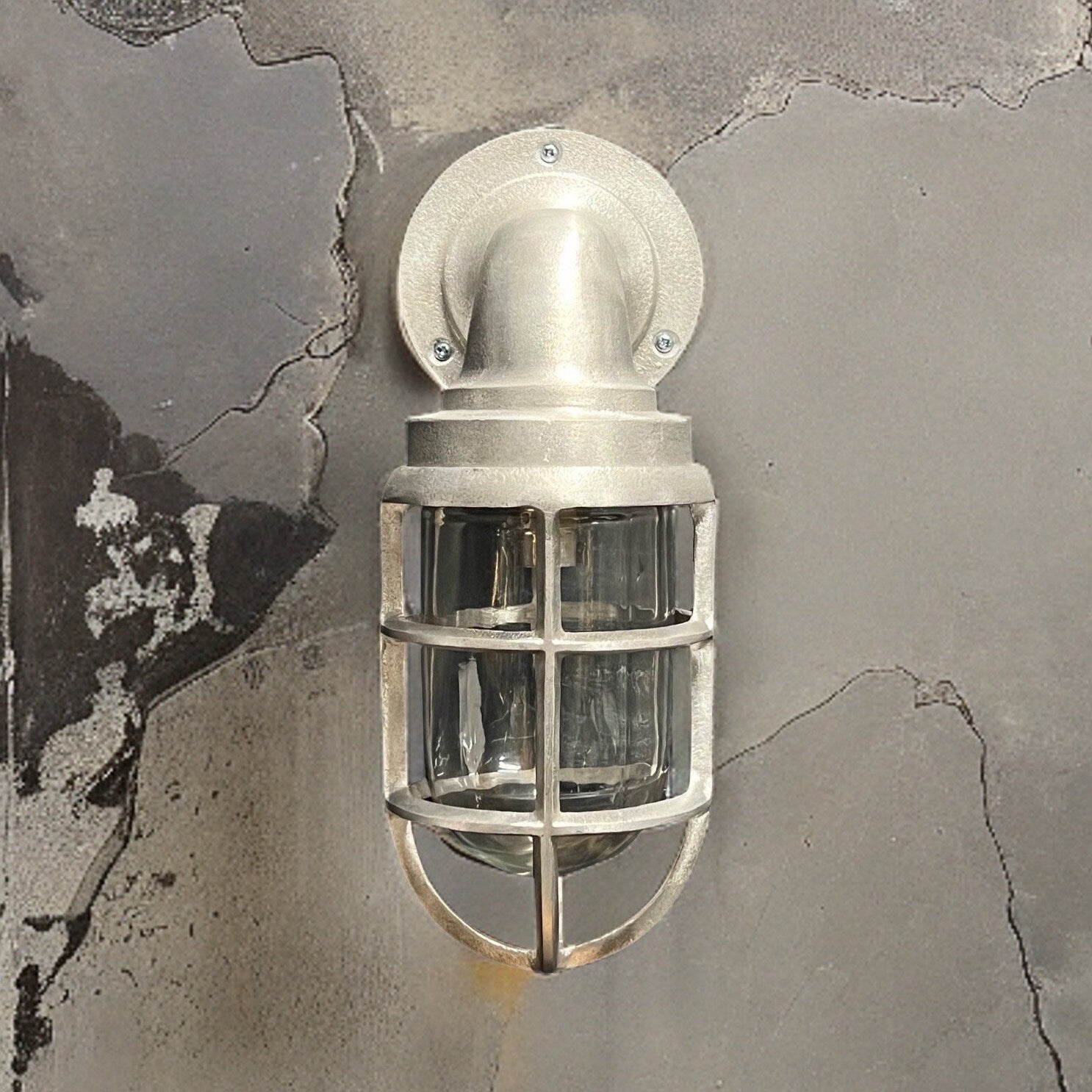 Raw Cast Pewter Bulkhead Outdoor and Bathroom Sconce Wall Light 10.5 Inch