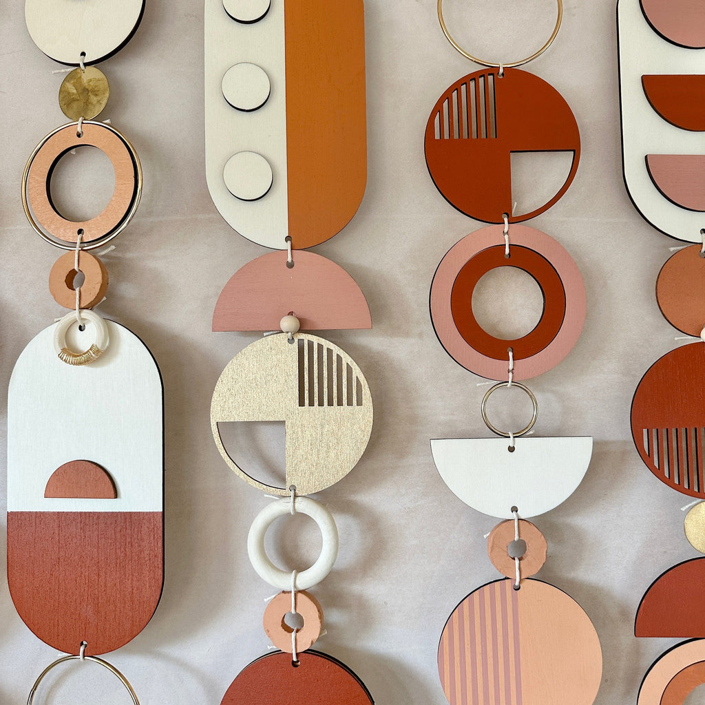 Modern Geometric Wood Wall Art Statement Piece