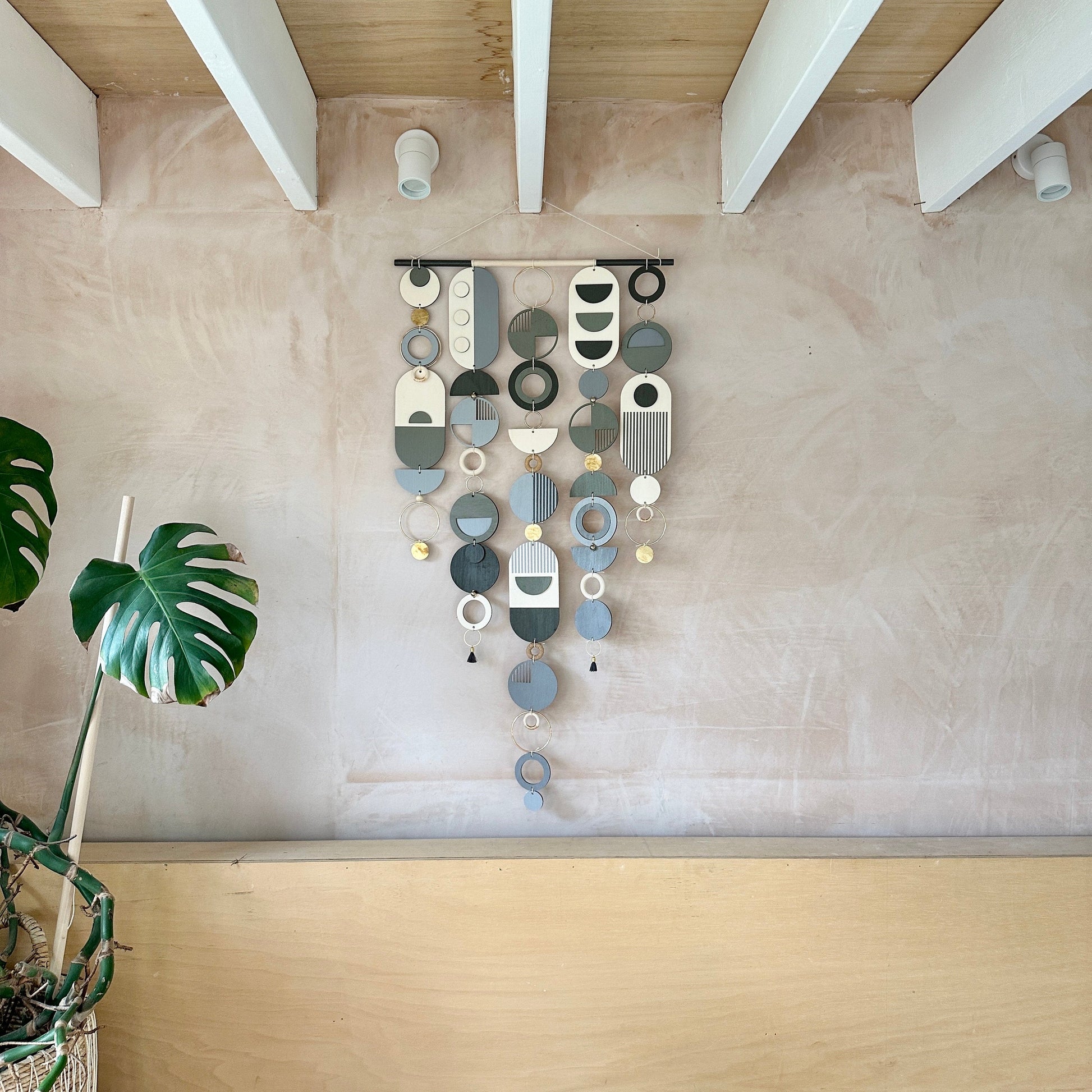 Large Black and Grey Hand Painted Wall Hanging Modern Art