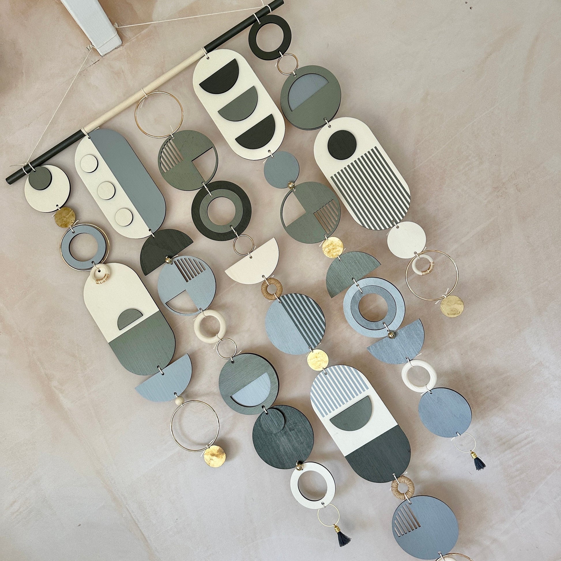 Large Black and Grey Hand Painted Wall Hanging Modern Art