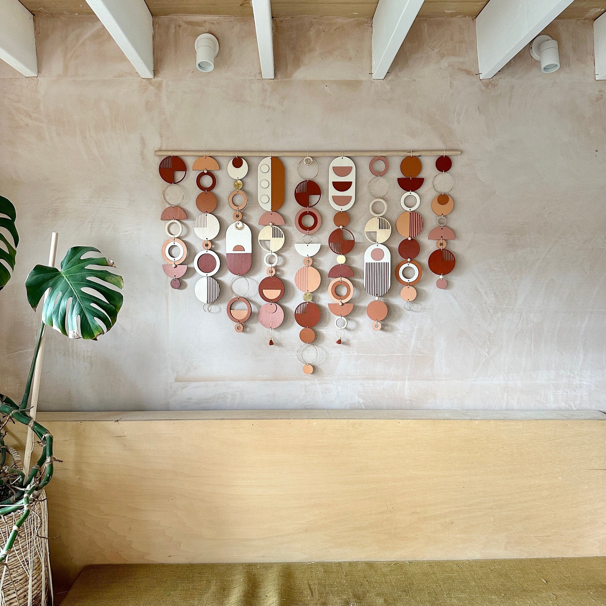 Modern Geometric Wood Wall Art Statement Piece