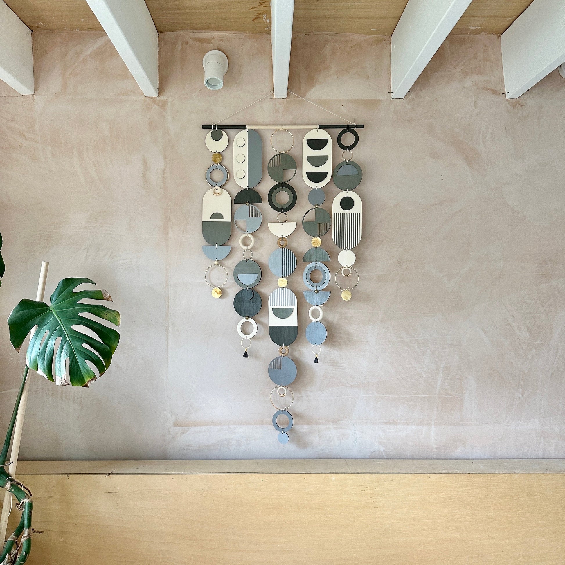 Large Black and Grey Hand Painted Wall Hanging Modern Art